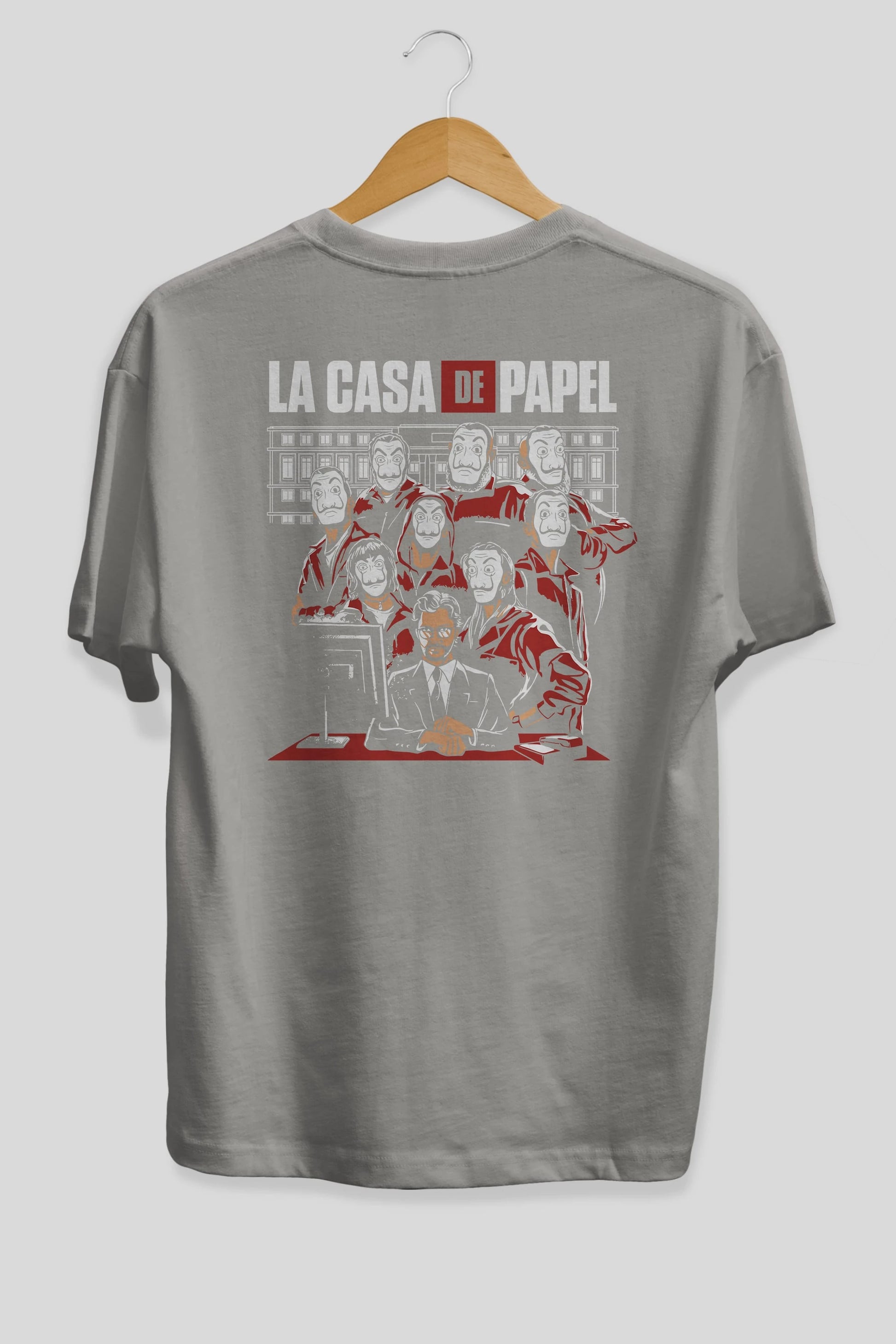 La Casa De Papel (5) Arka Baskılı Oversize t-shirt Erkek Kadın Unisex %100 Pamuk Bisiklet Yaka tişort