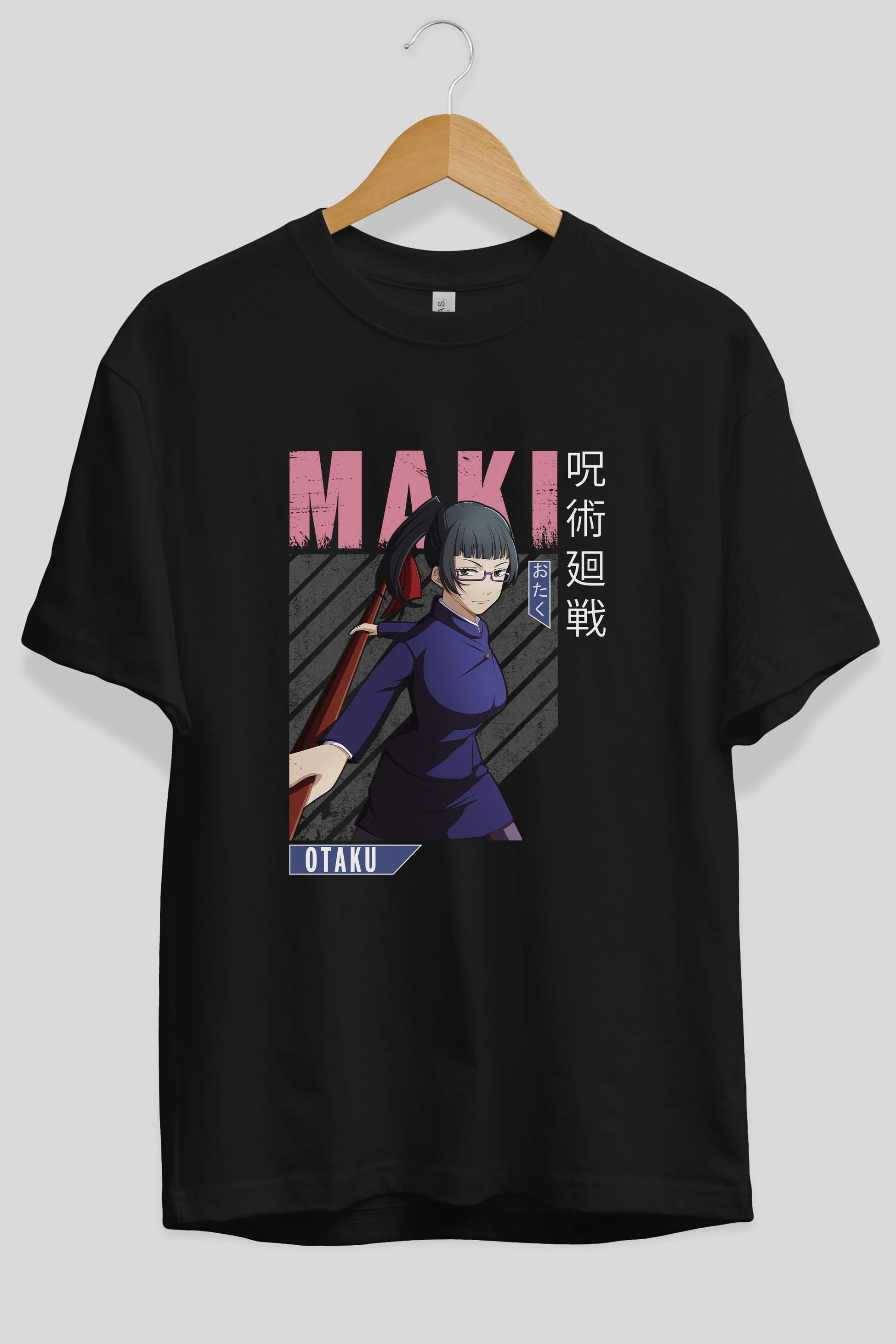 Maki Zenin CHAINSAWMAN Anime Ön Baskılı Oversize t-shirt %100 pamuk Erkek Kadın Unisex