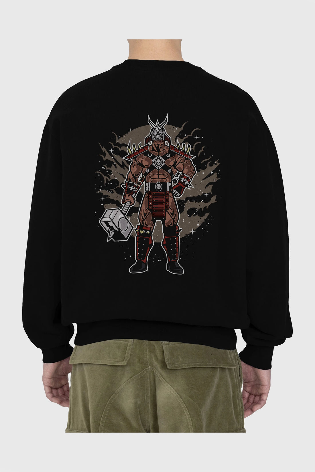 SHOU KHAN Arka Baskılı Oversize Sweatshirt Erkek Kadın Unisex