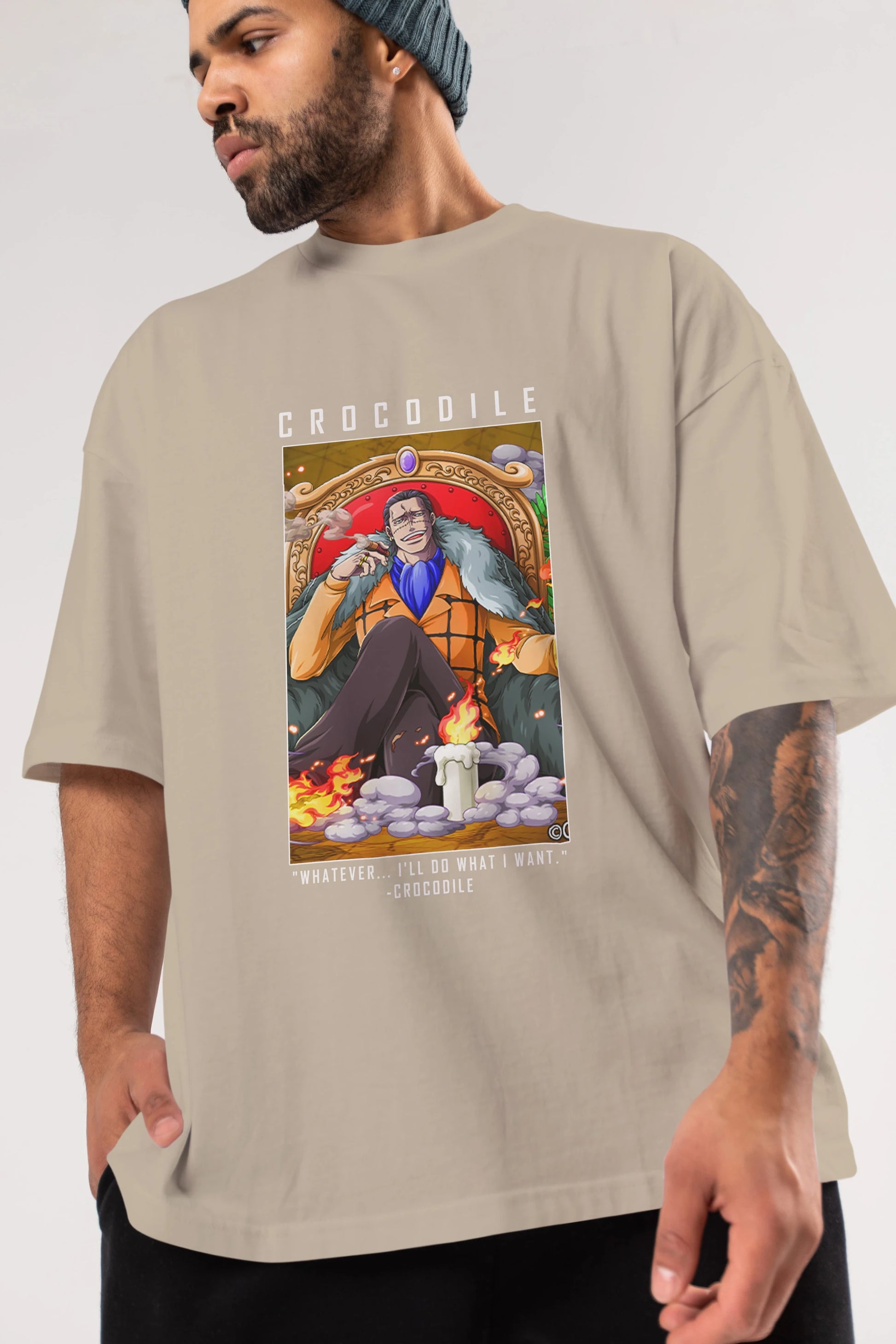 Crocodile Anime Ön Baskılı Oversize t-shirt Erkek Kadın Unisex