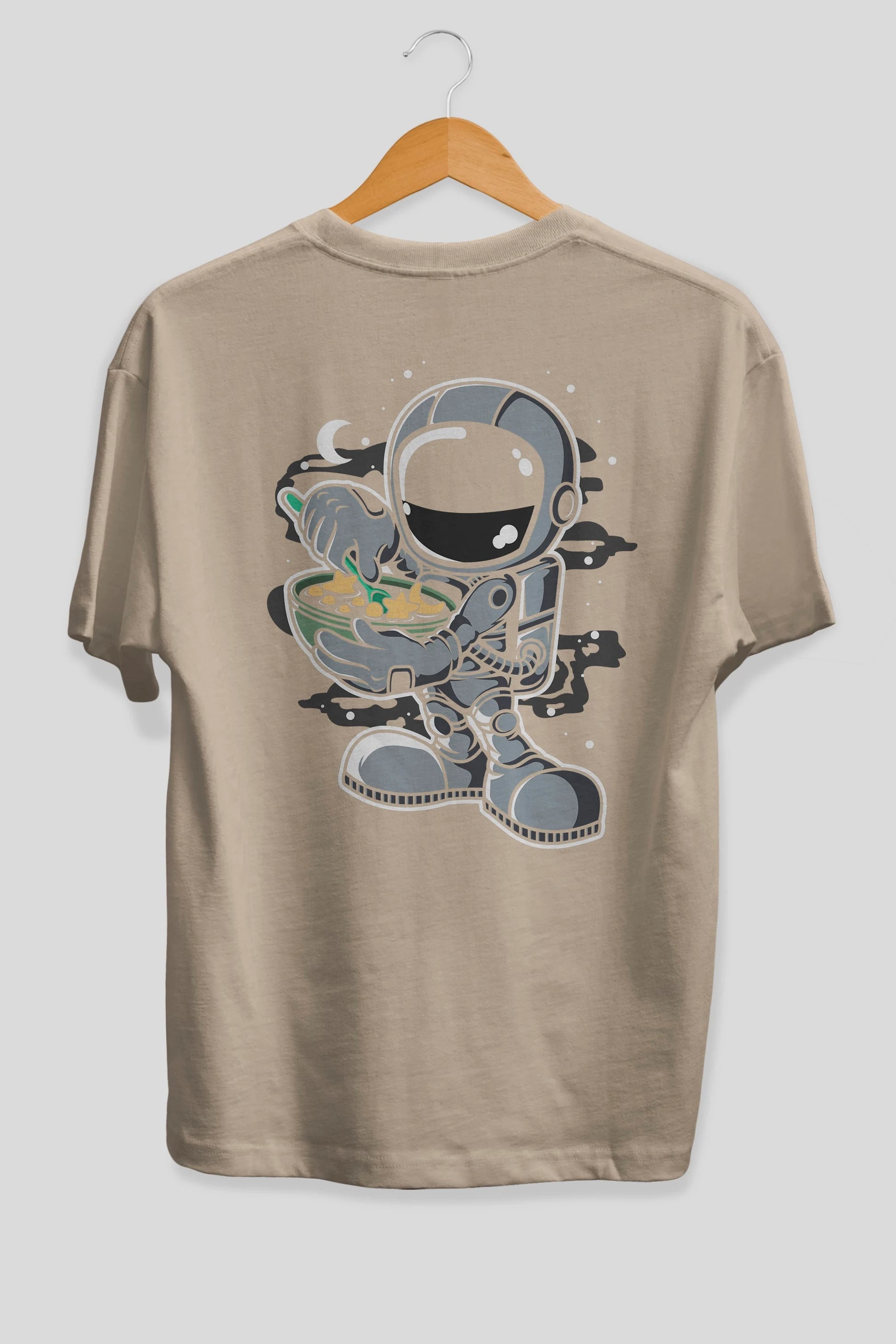 Astronaut Star Flakes Arka Baskılı Oversize t-shirt Erkek Kadın Unisex