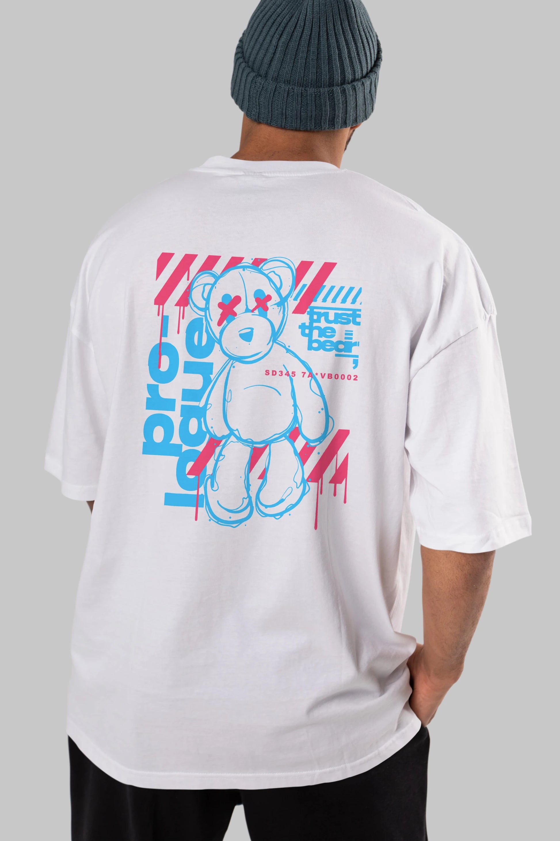 Trust The Bear Arka Baskılı Oversize t-shirt Erkek Kadın Unisex