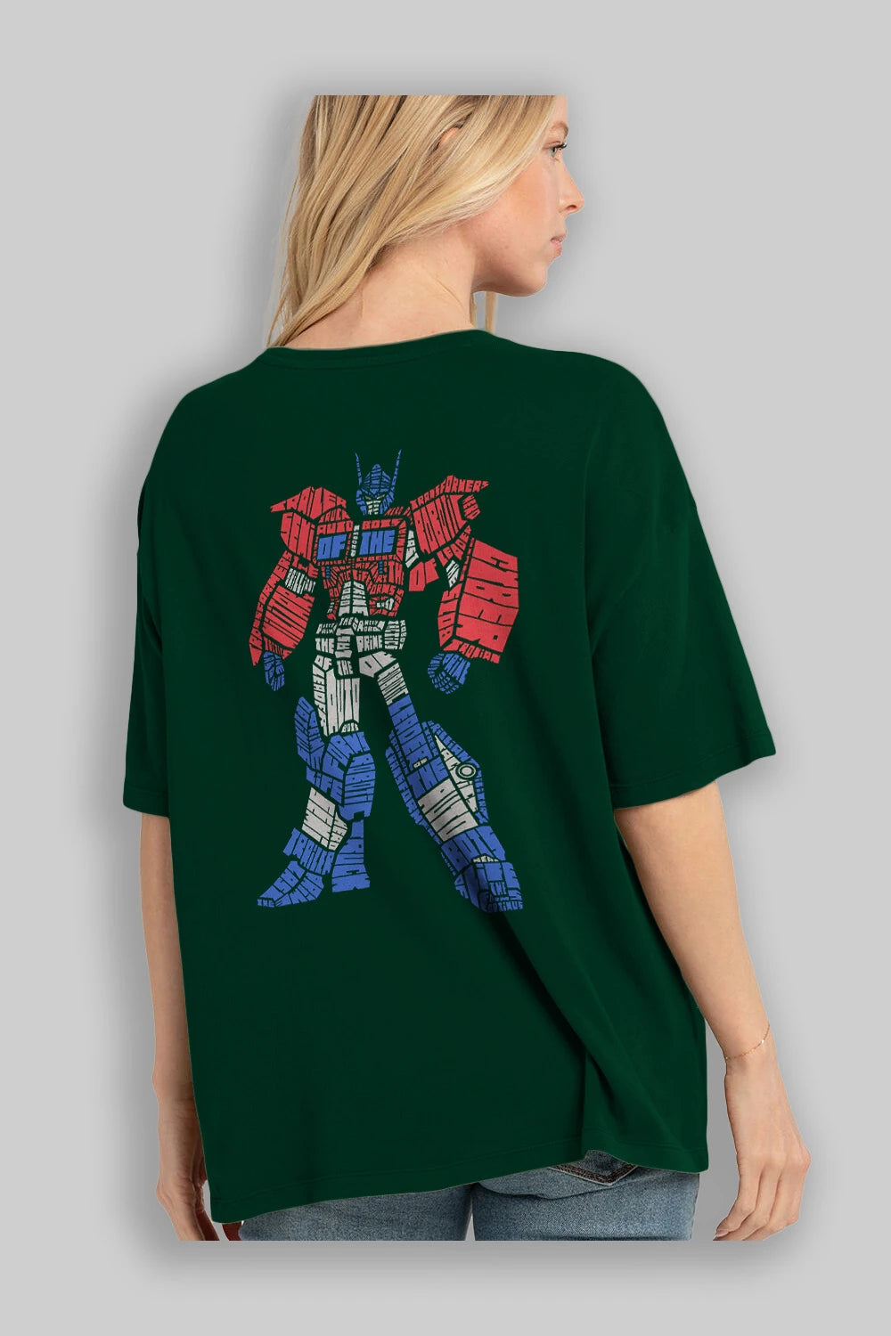 Optimus Prime Arka Baskılı Oversize t-shirt %100 pamuk Erkek Kadın Unisex