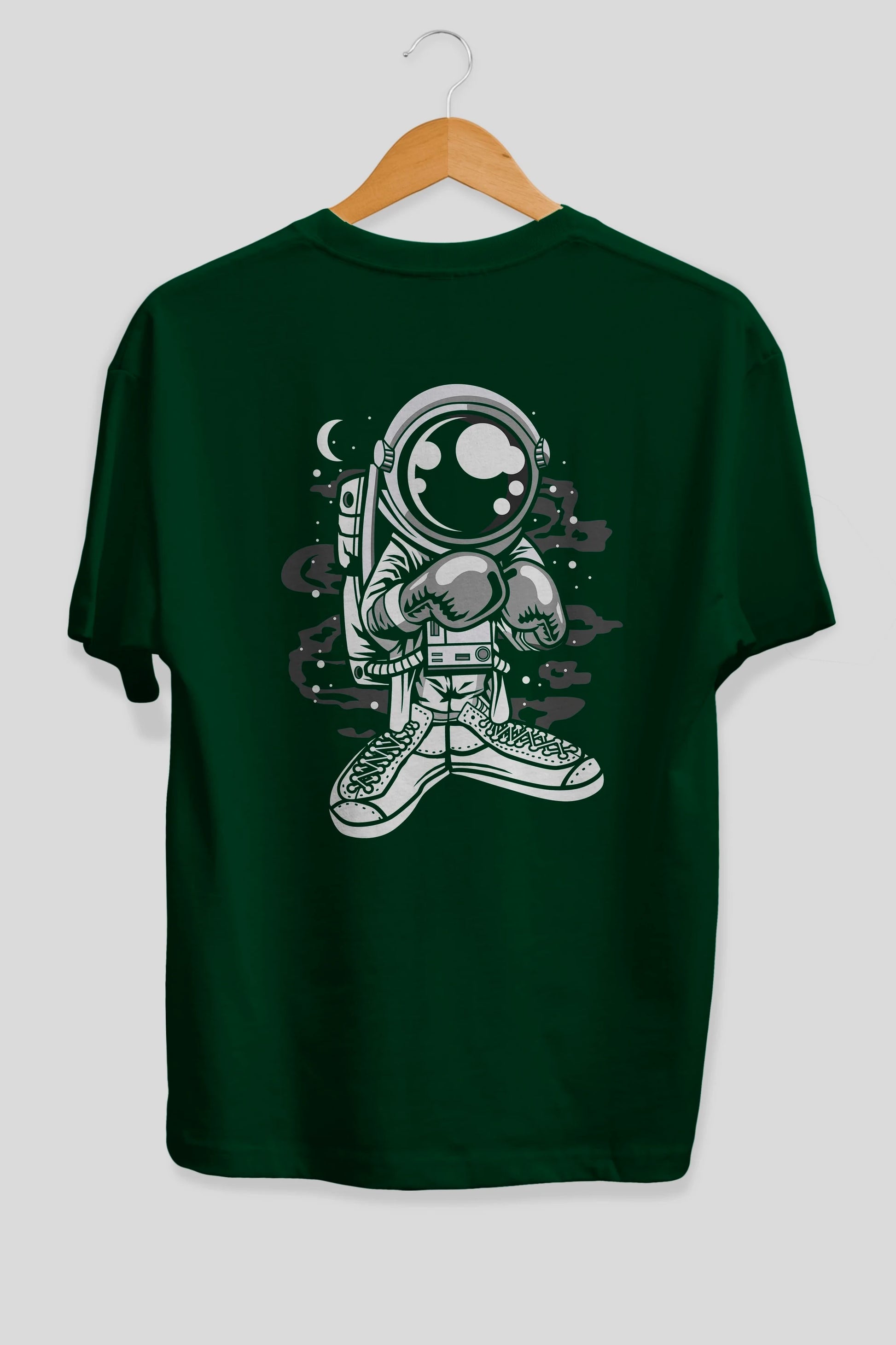 Astronaut Boxer Arka Baskılı Oversize t-shirt Erkek Kadın Unisex