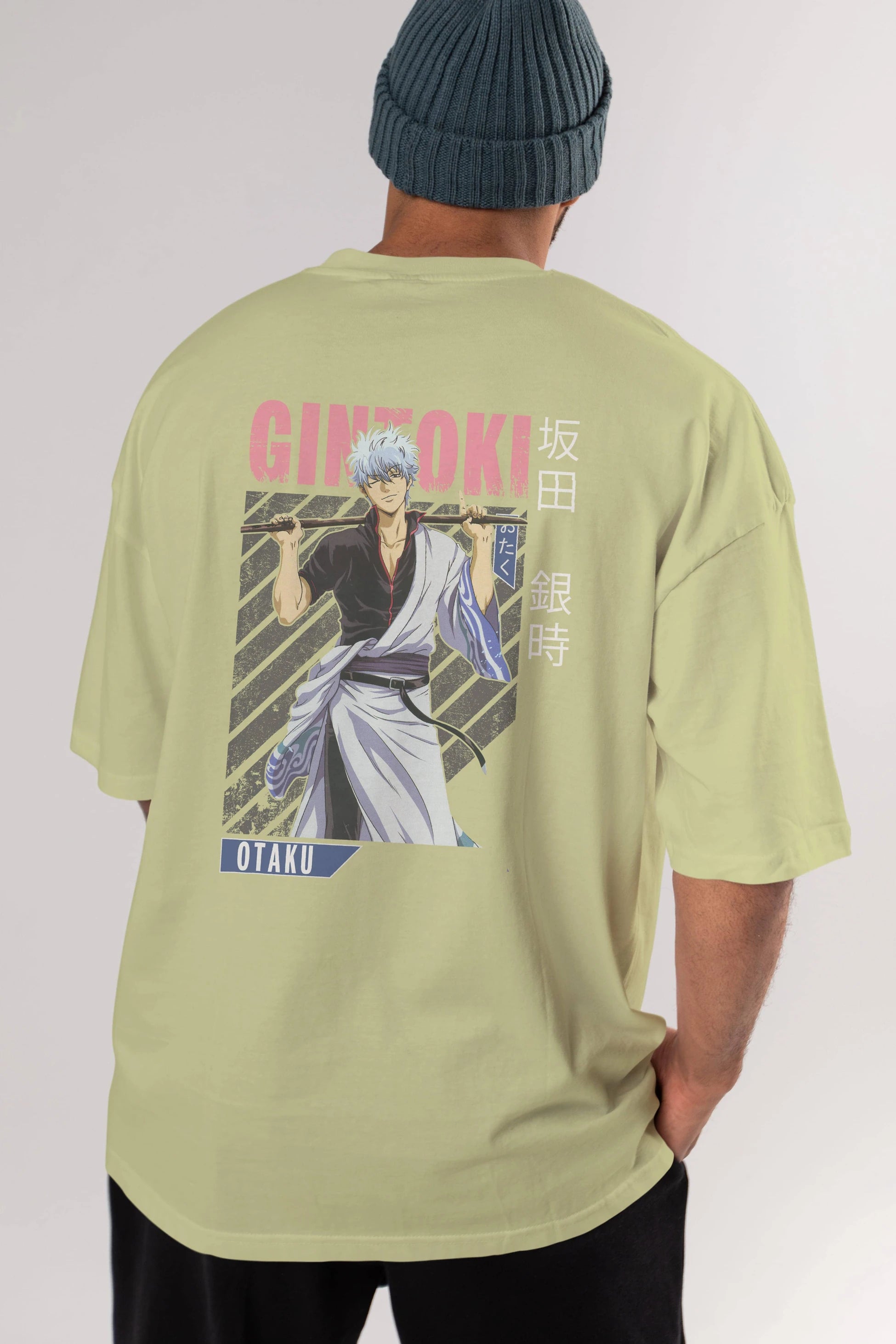 Gintoki Sakata GINTAMA 3 Anime Arka Baskılı Oversize t-shirt Erkek Kadın Unisex