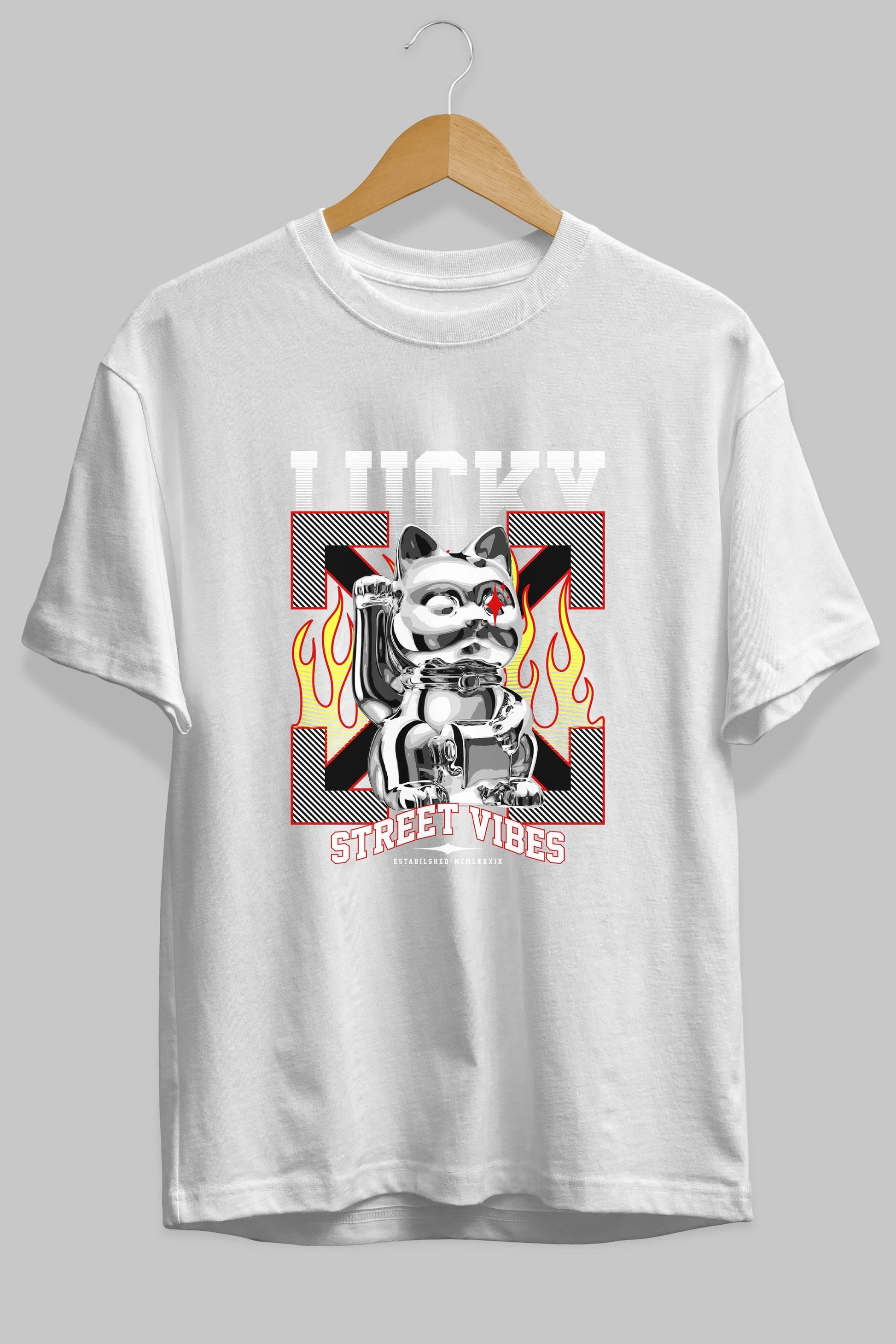 Lucky Street Vibes Ön Baskılı Oversize t-shirt Erkek Kadın Unisex
