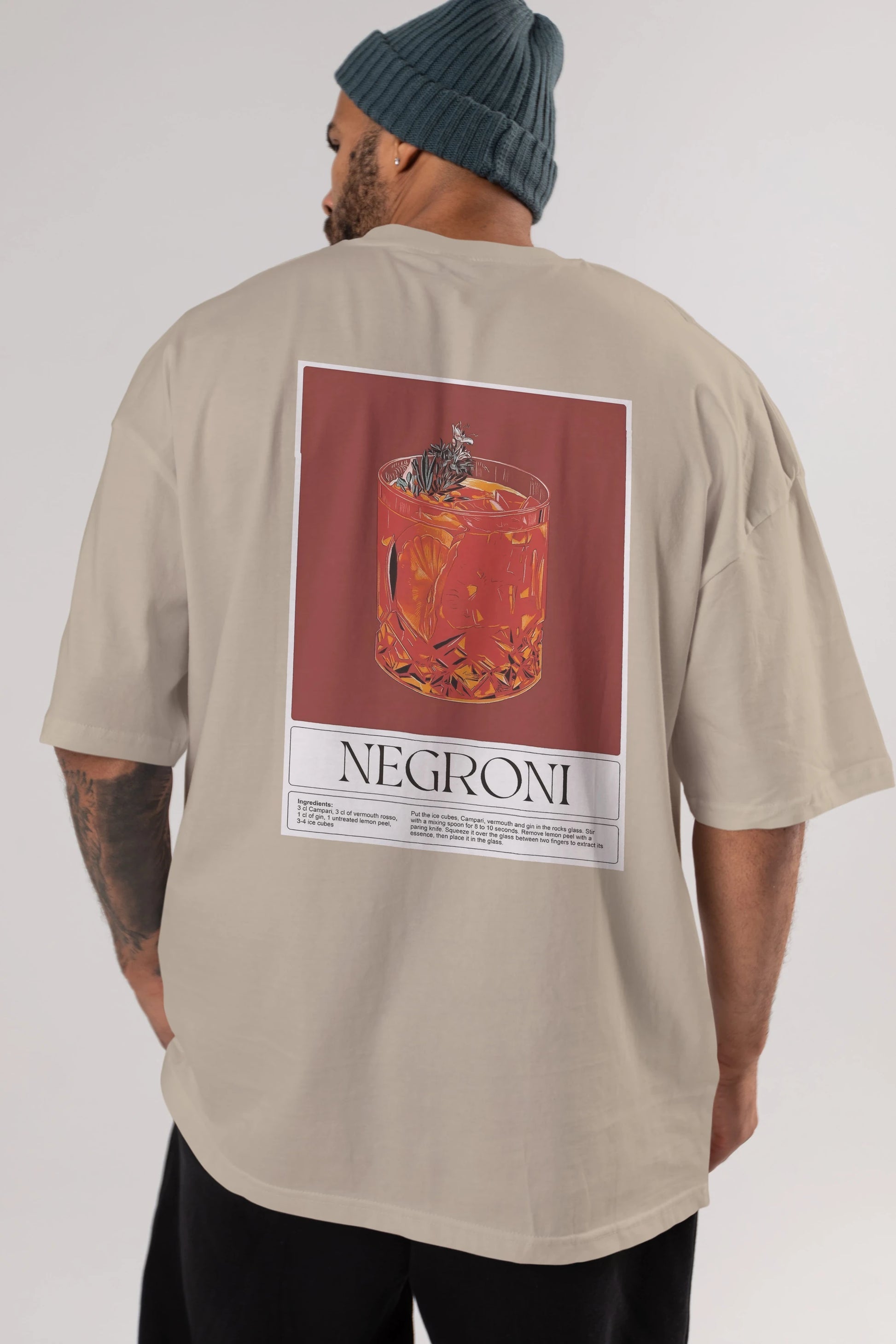 Negroni 2 Arka Baskılı Oversize t-shirt Erkek Kadın Unisex %100 Pamuk Bisiklet Yaka tişort