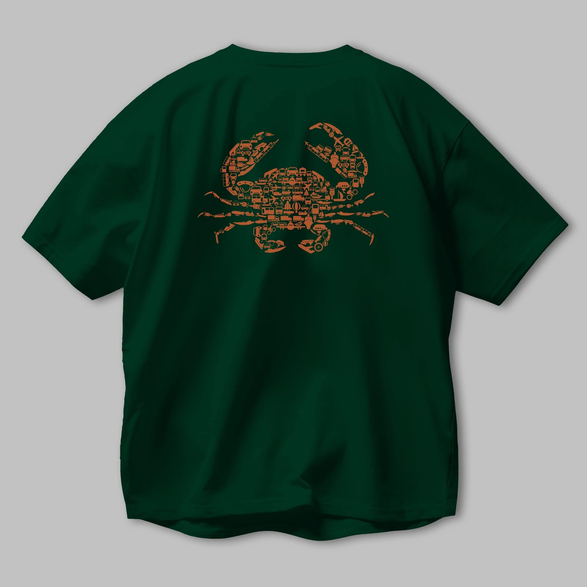 Crab Arka Baskılı Oversize t-shirt %100 pamuk Erkek Kadın Unisex