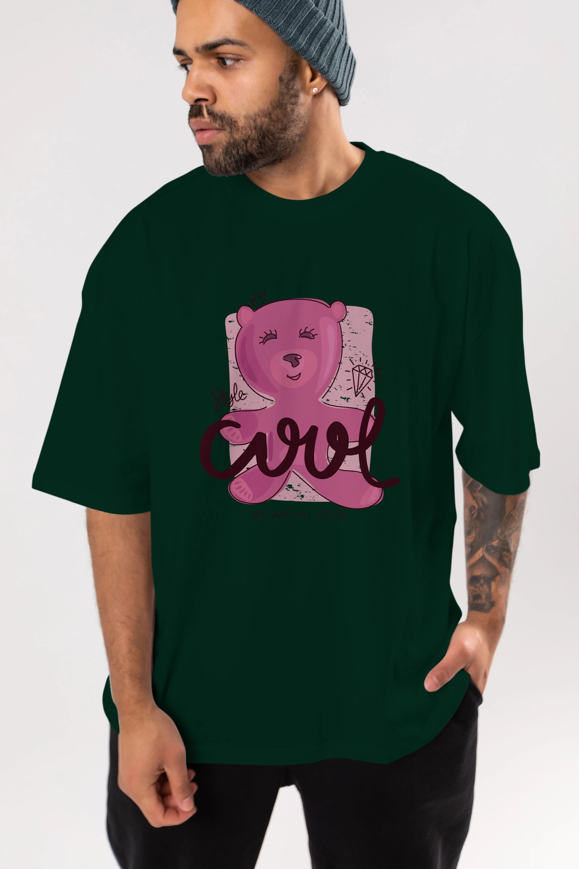 Cool Style Bear Ön Baskılı Oversize t-shirt Erkek Kadın Unisex