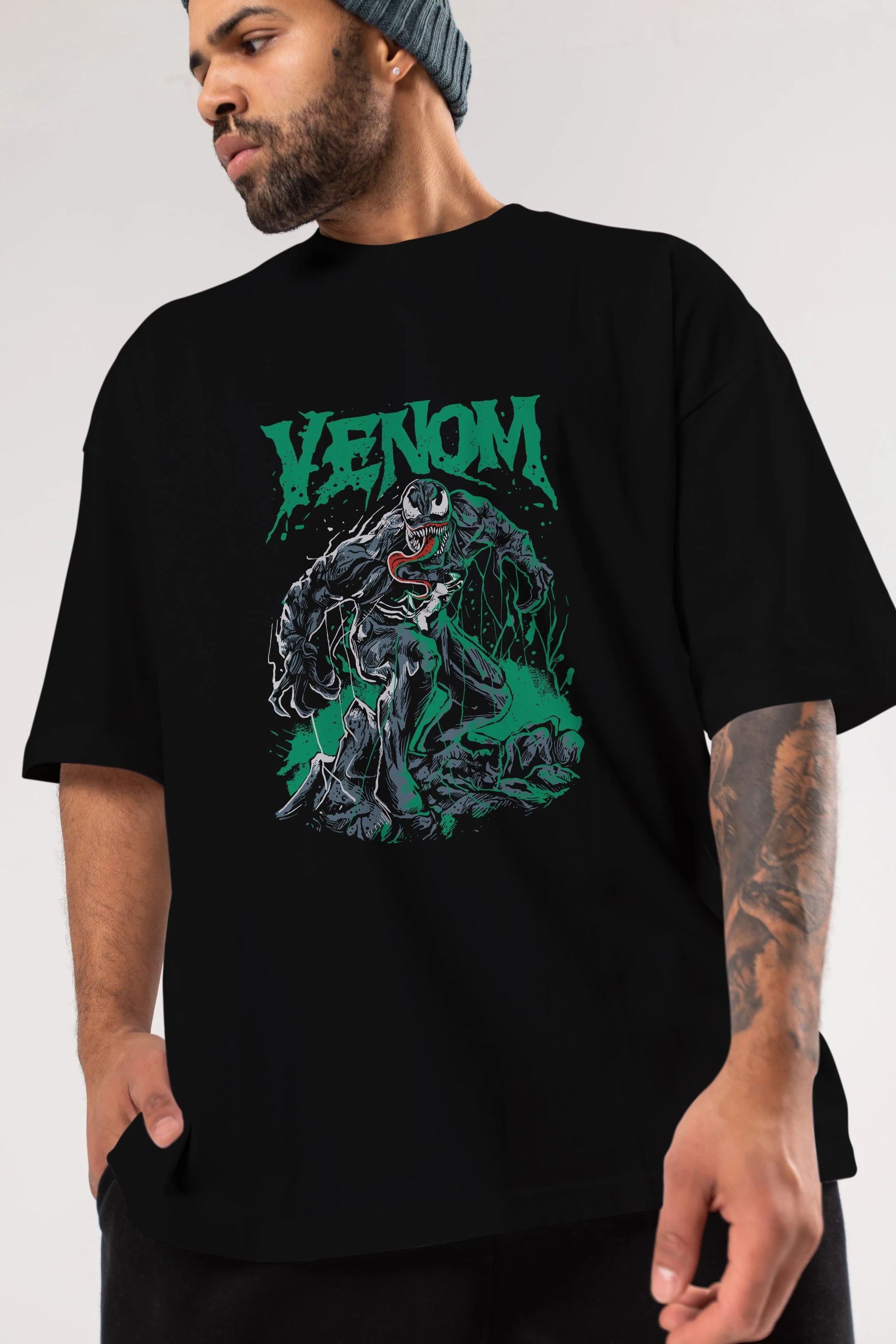 Venom (3) Ön Baskılı Oversize t-shirt Erkek Kadın Unisex %100 Pamuk Bisiklet Yaka tişort