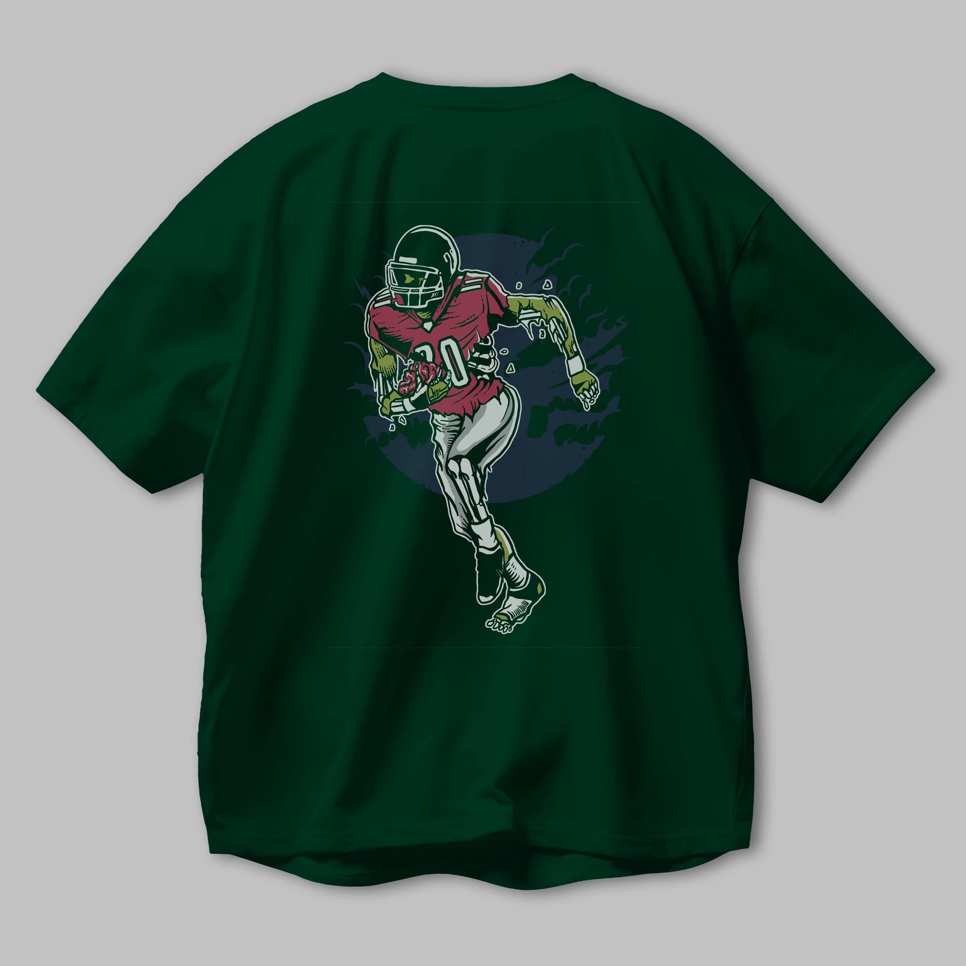 Zombie Football Arka Baskılı Oversize t-shirt Erkek Kadın Unisex %100 Pamuk