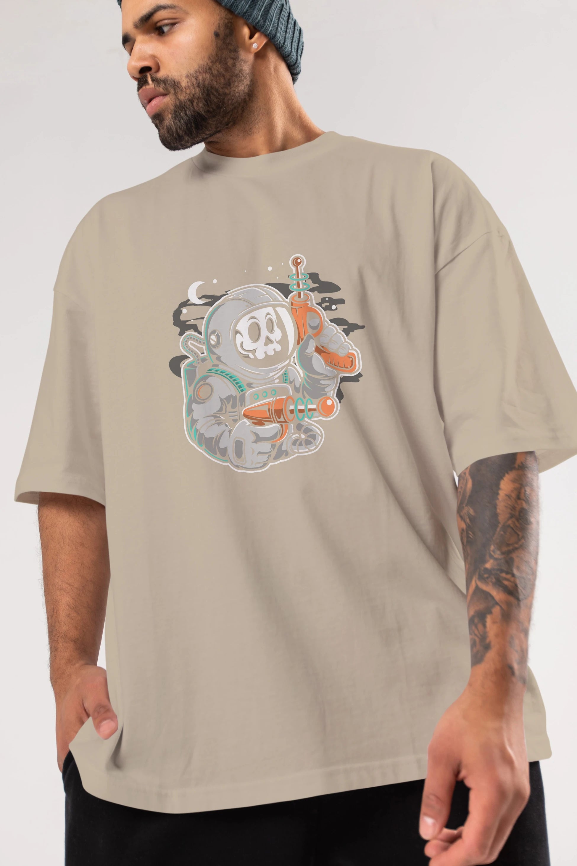 Astronaut Ray Gun Ön Baskılı Oversize t-shirt Erkek Kadın Unisex