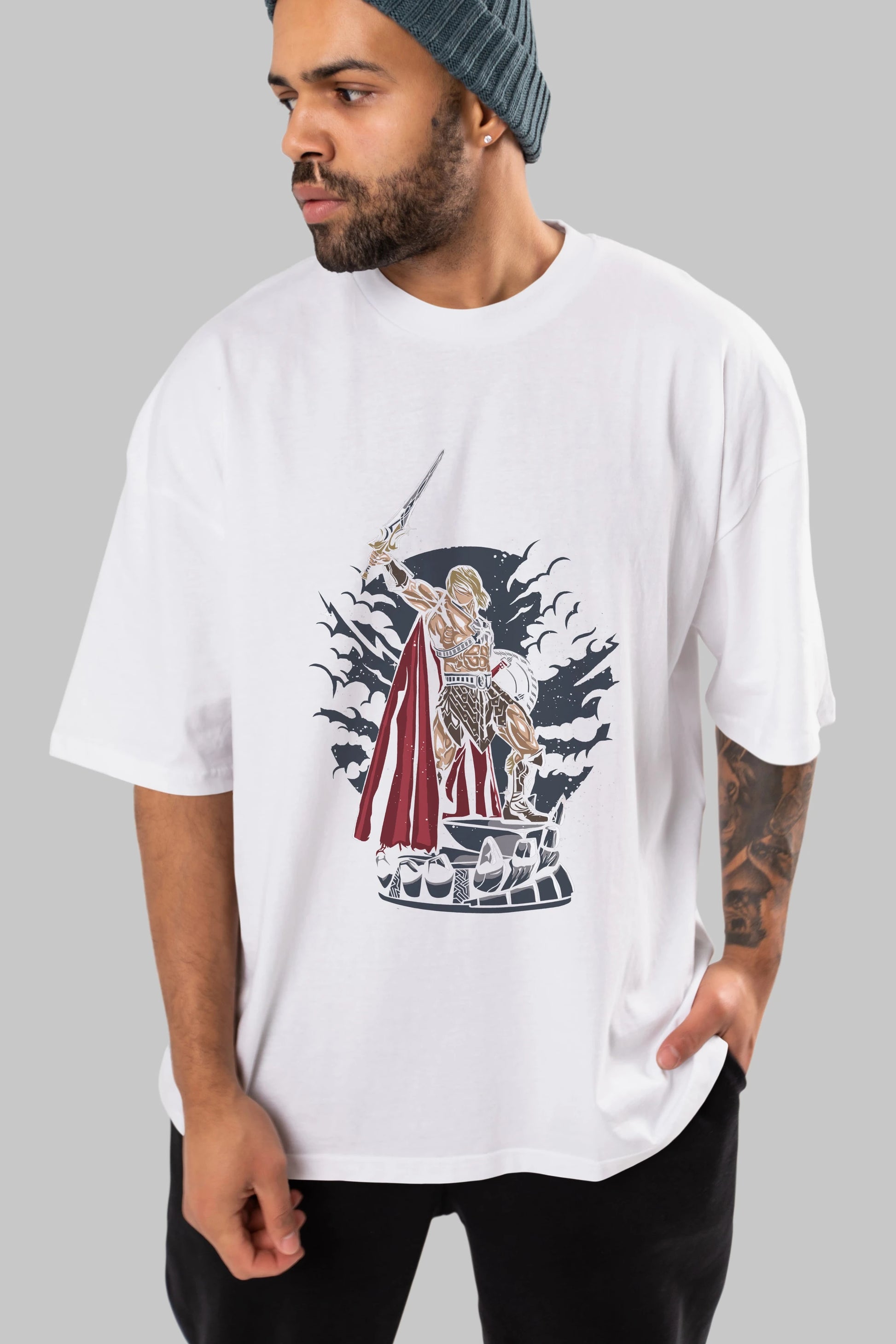 Warrior Ön Baskılı Oversize t-shirt Erkek Kadın Unisex %100 Pamuk tişort