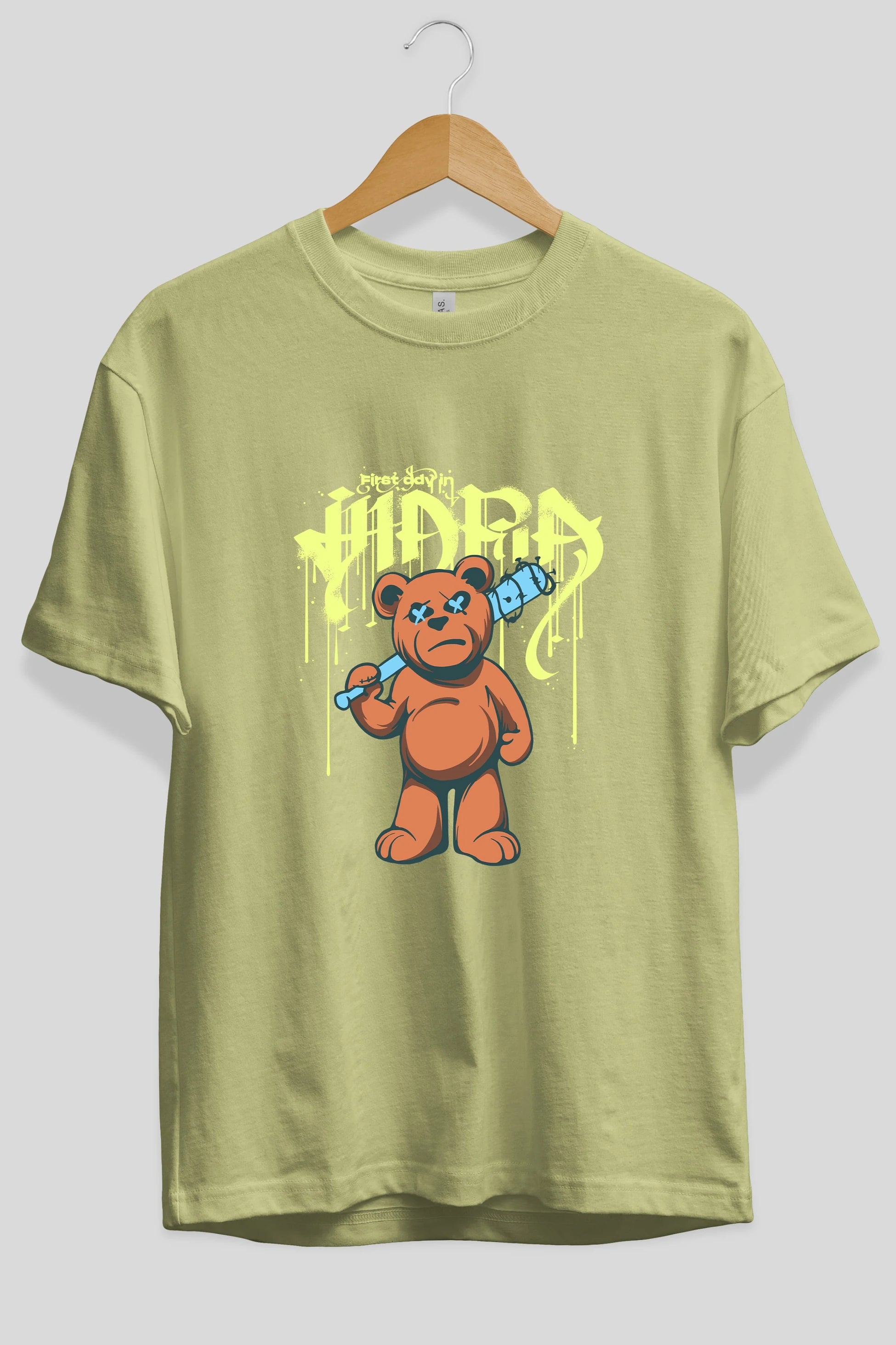 Hidra Bear Ön Baskılı Oversize t-shirt Erkek Kadın Unisex