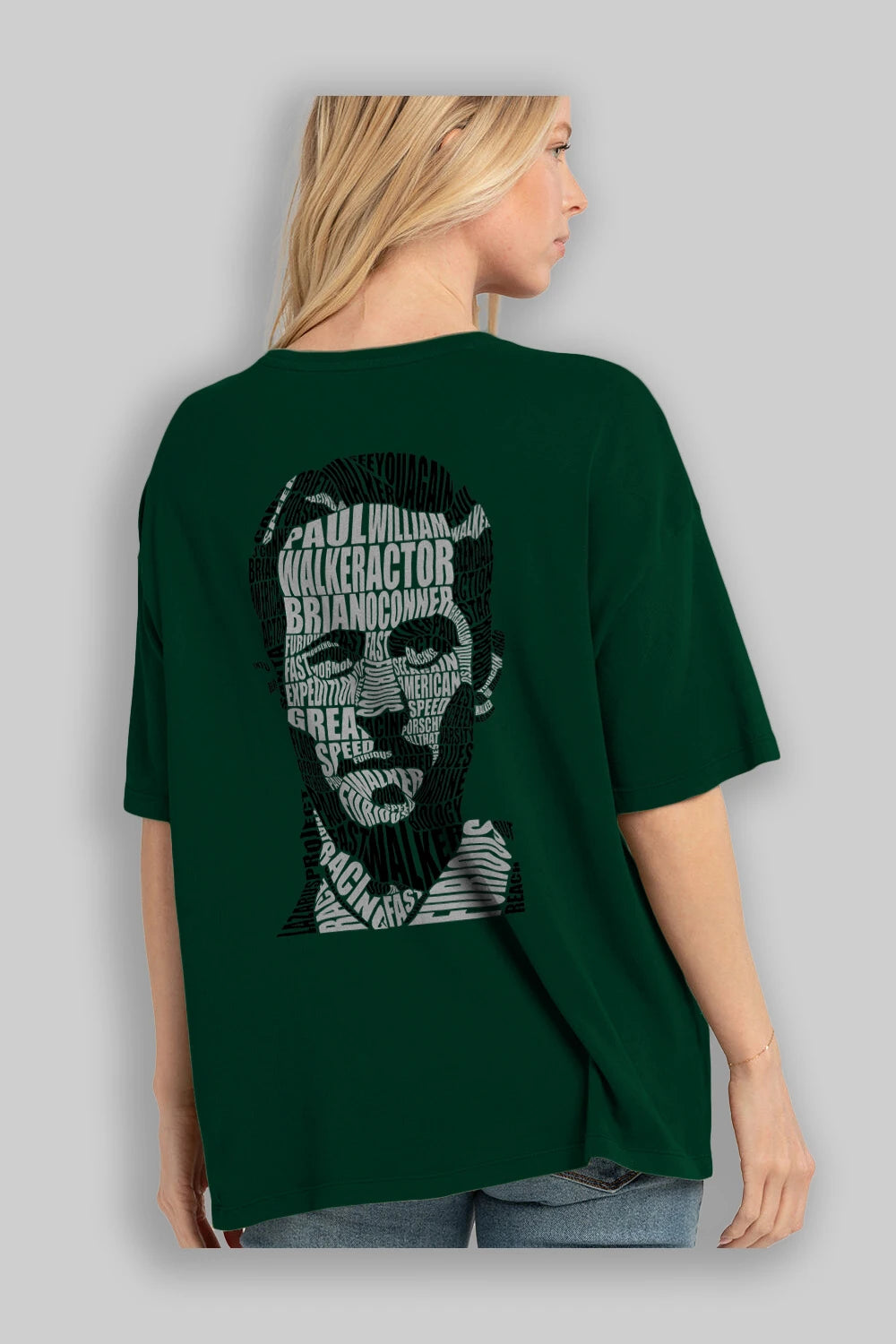 Paul Walker Calligram Arka Baskılı Oversize t-shirt %100 pamuk Erkek Kadın Unisex