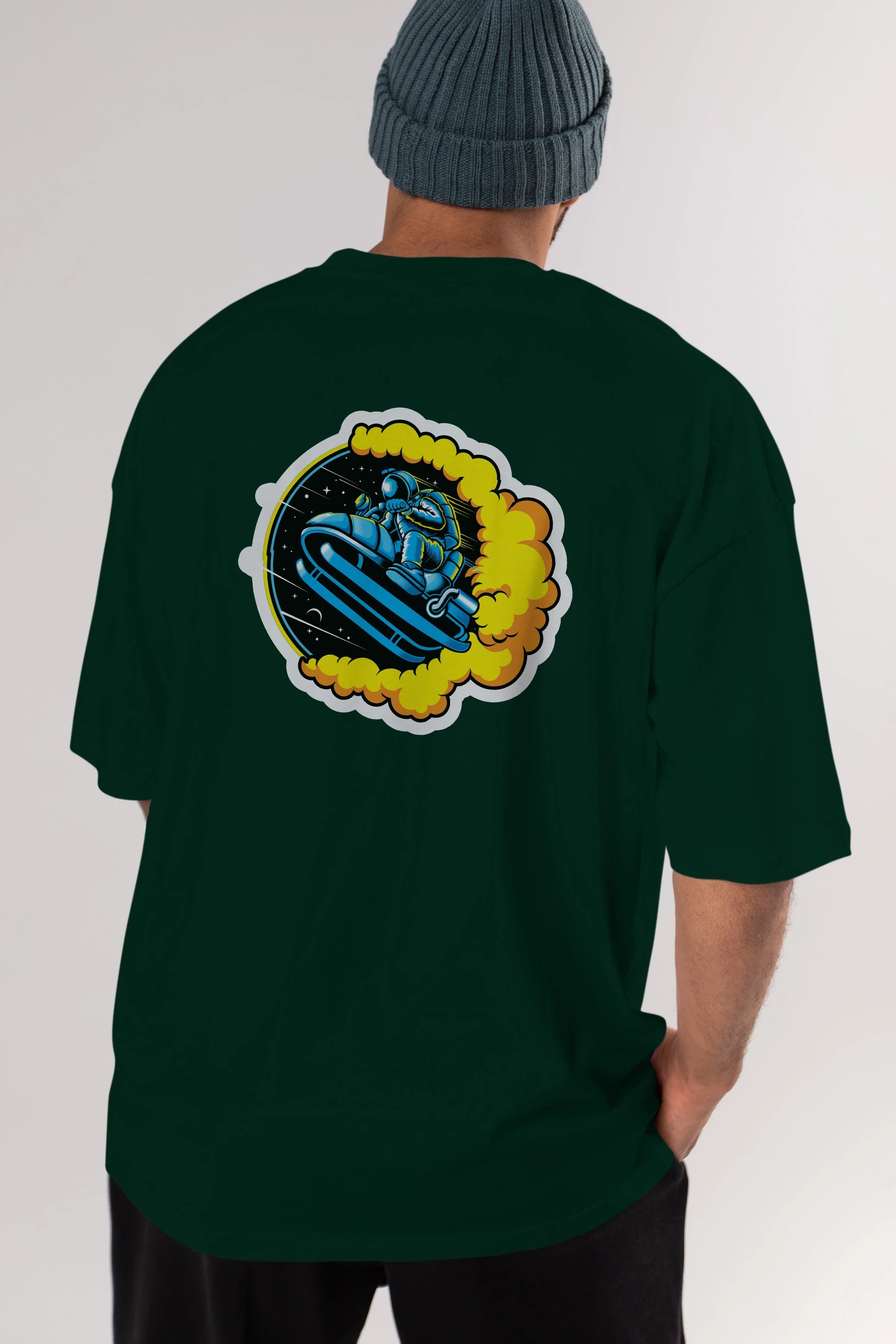 Astrojump with Snowmobile Sticker Arka Baskılı Oversize t-shirt Erkek Kadın Unisex
