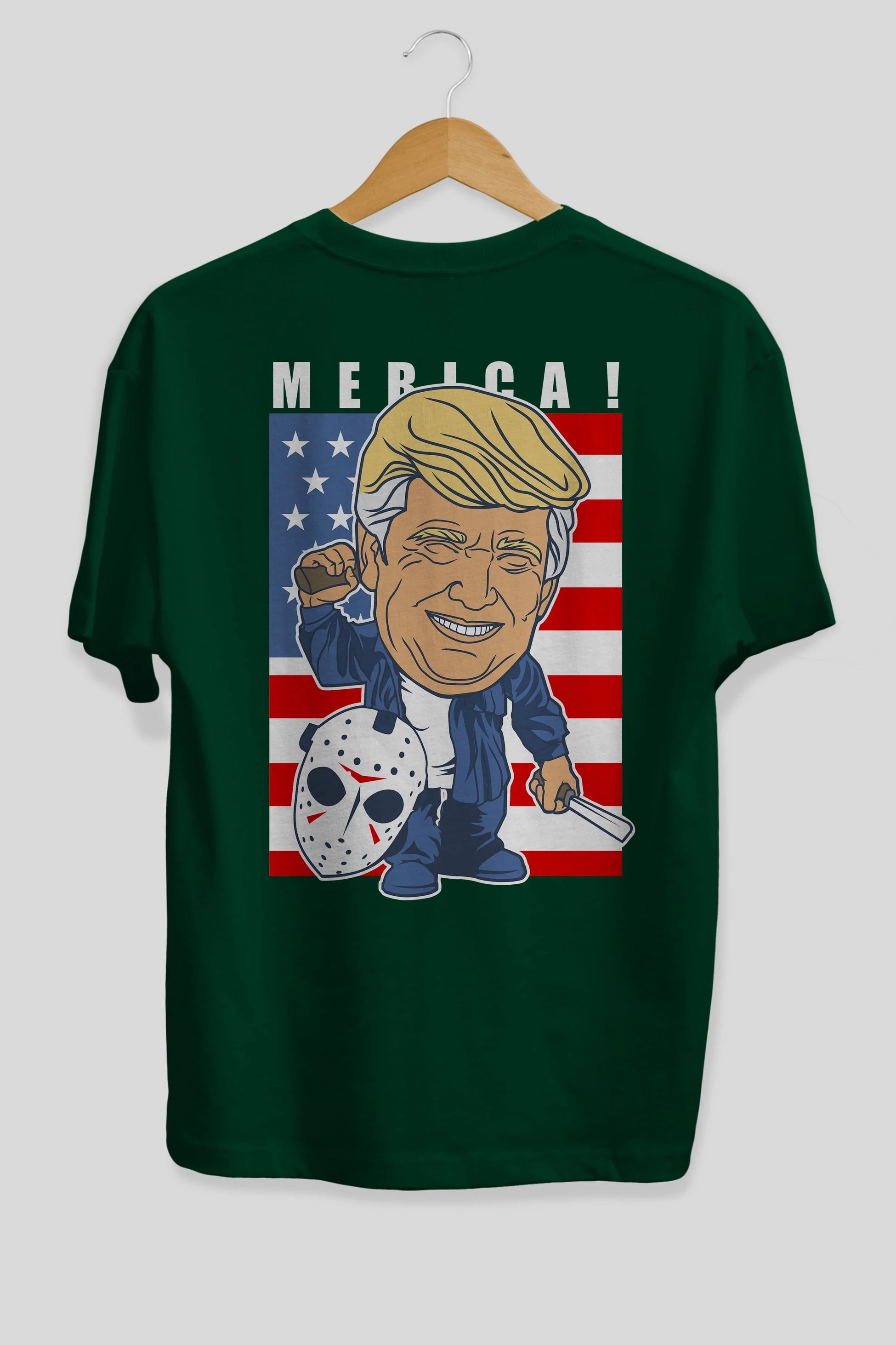 Jason Voorhess Trump Arka Baskılı Oversize t-shirt Erkek Kadın Unisex %100 Pamuk tişort