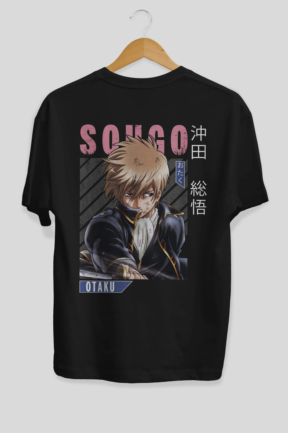 Sougo Okita GINTAMA Anime Arka Baskılı Oversize t-shirt Erkek Kadın Unisex