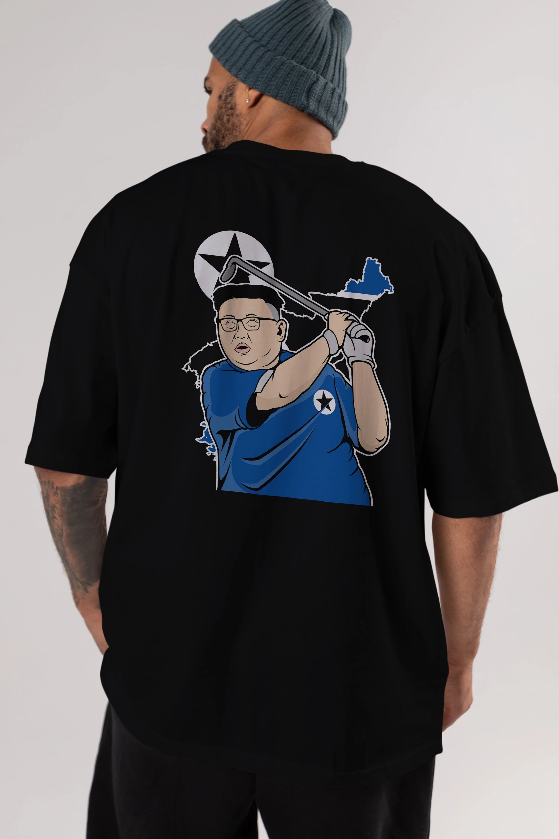 Kim Golf Arka Baskılı Oversize t-shirt Erkek Kadın Unisex %100 Pamuk tişort