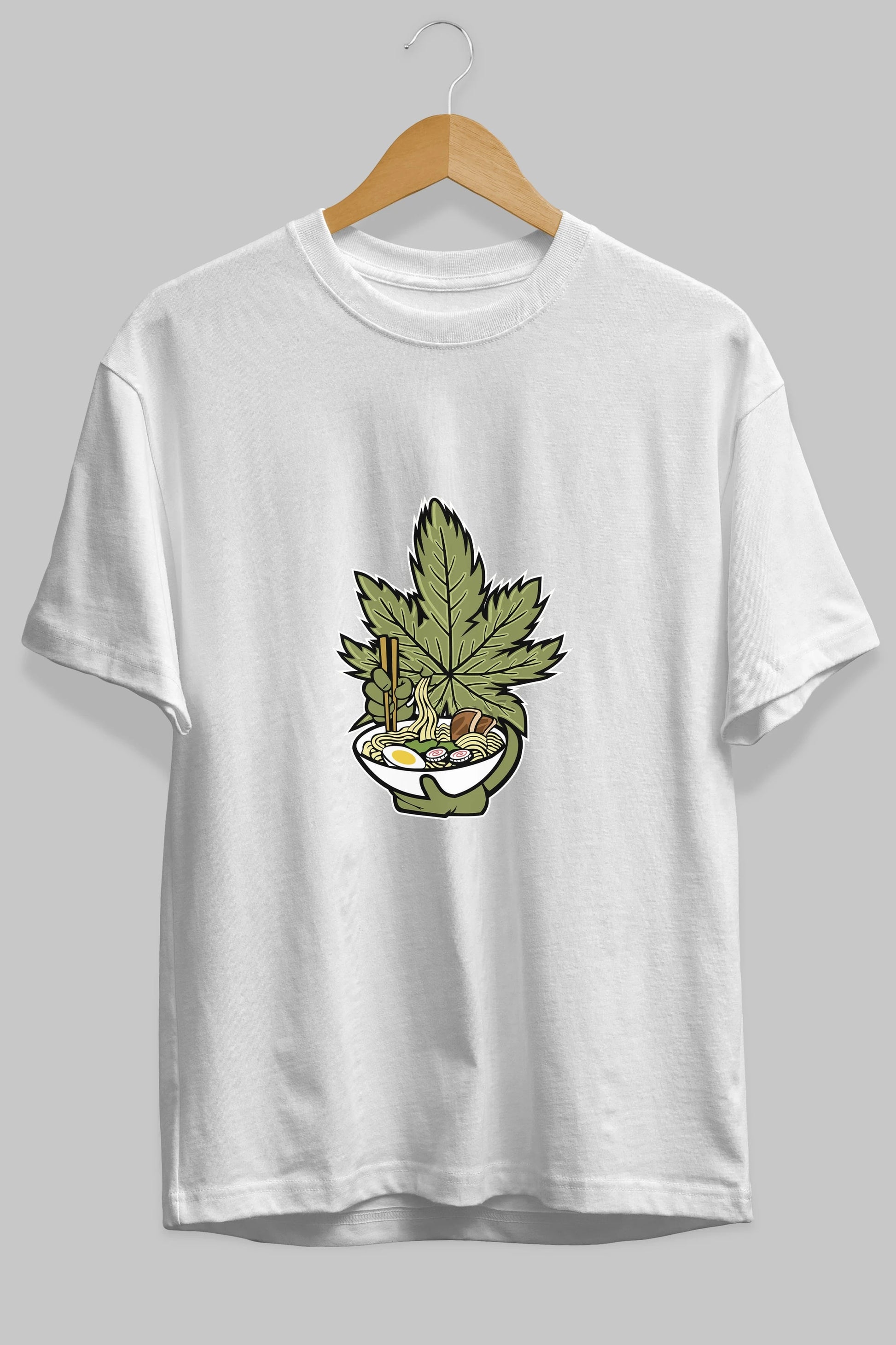 Weed Ramen Ön Baskılı Oversize t-shirt Erkek Kadın Unisex %100 Pamuk tişort
