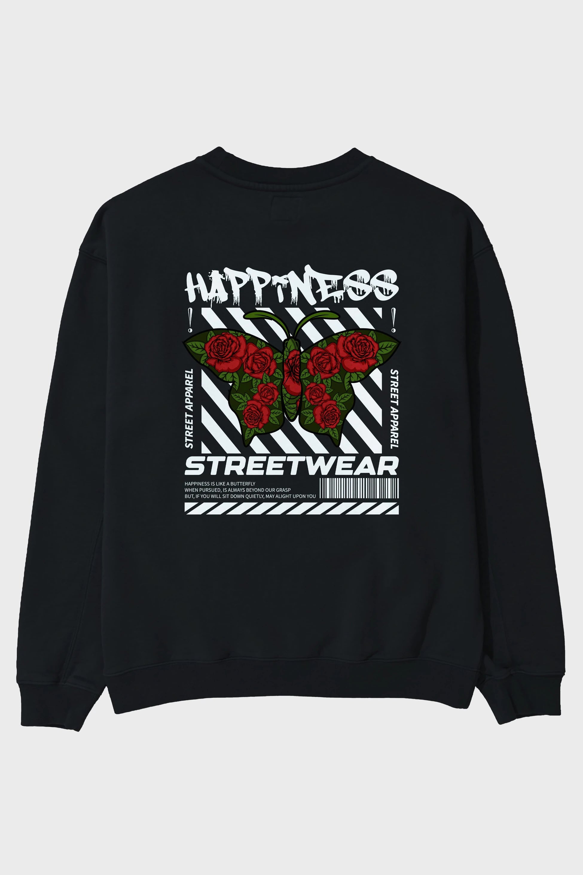 Happiness Streetwear Arka Baskılı Oversize Sweatshirt Erkek Kadın Unisex