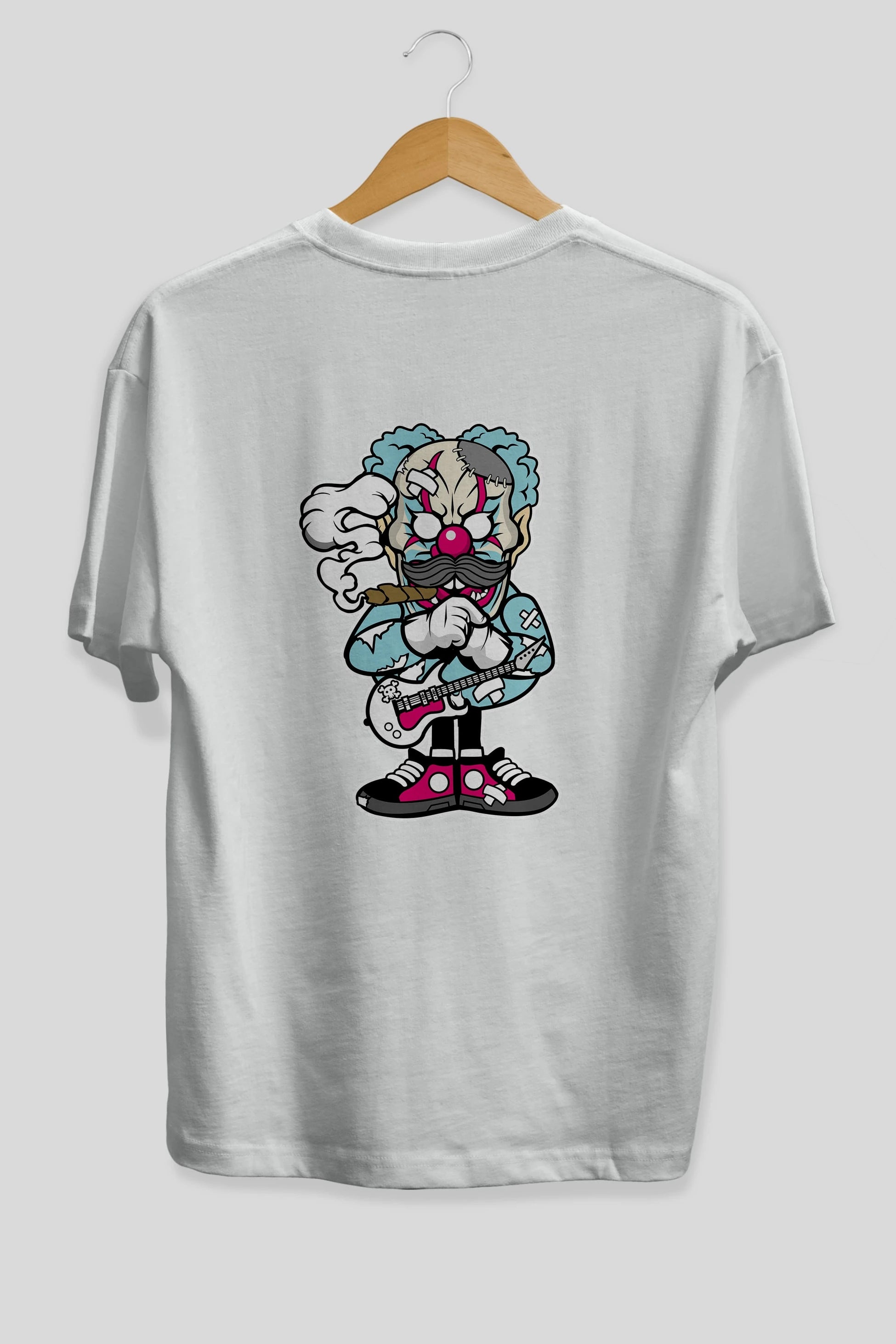 Clown Monster Arka Baskılı Oversize t-shirt Erkek Kadın Unisex %100 Pamuk tişort