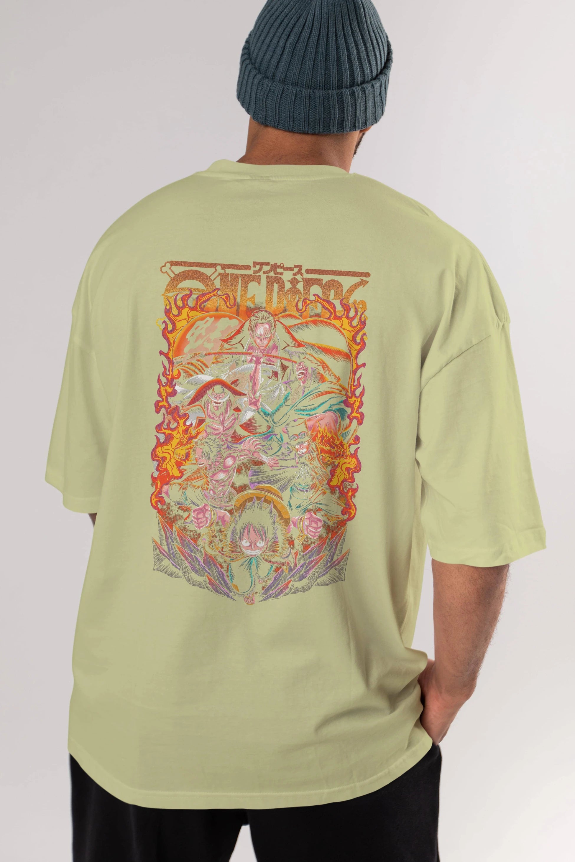 ONE PIECE (3) Anime Arka Baskılı Oversize t-shirt Erkek Kadın Unisex