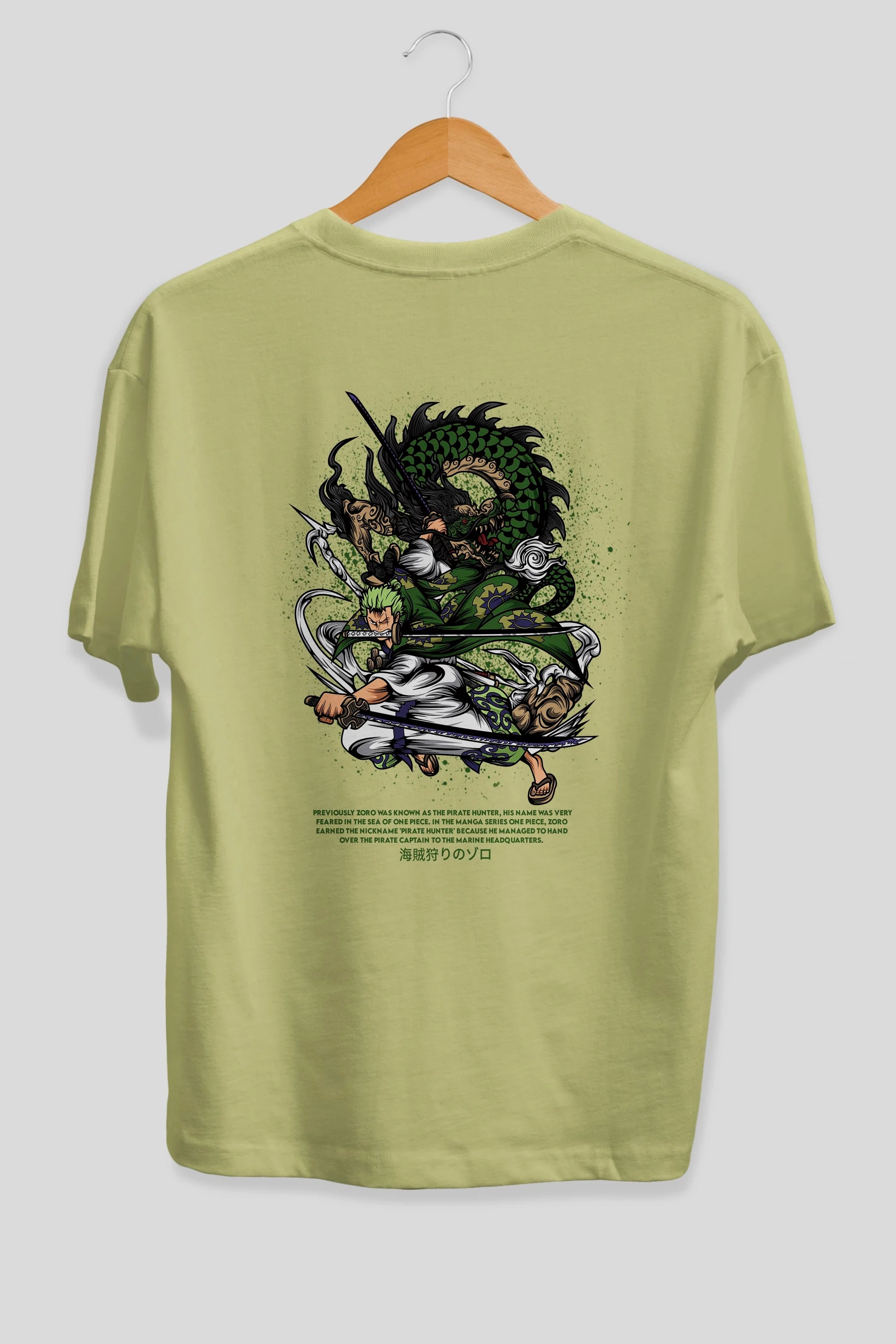 Zoro-ONE PIECE Anime Arka Baskılı Oversize t-shirt Erkek Kadın Unisex