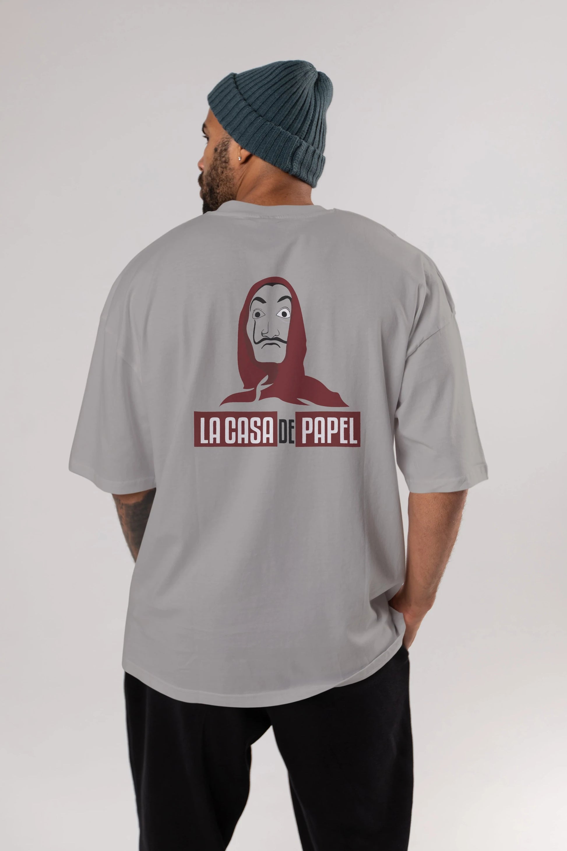 La Casa De Papel (1) Arka Baskılı Oversize t-shirt Erkek Kadın Unisex %100 Pamuk Bisiklet Yaka tişort