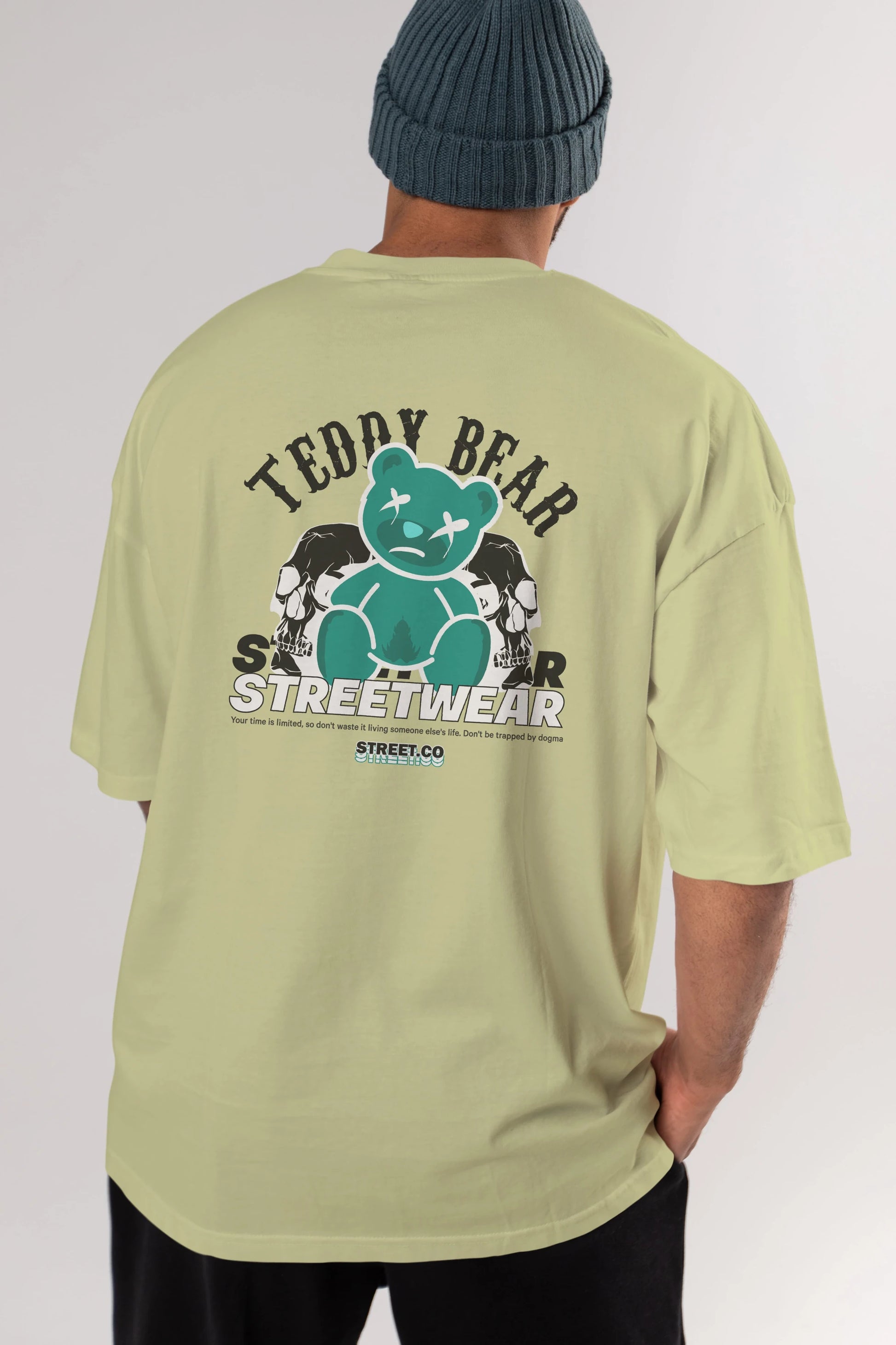 Teddy Bear Streetwear 2 Arka Baskılı Oversize t-shirt Erkek Kadın Unisex