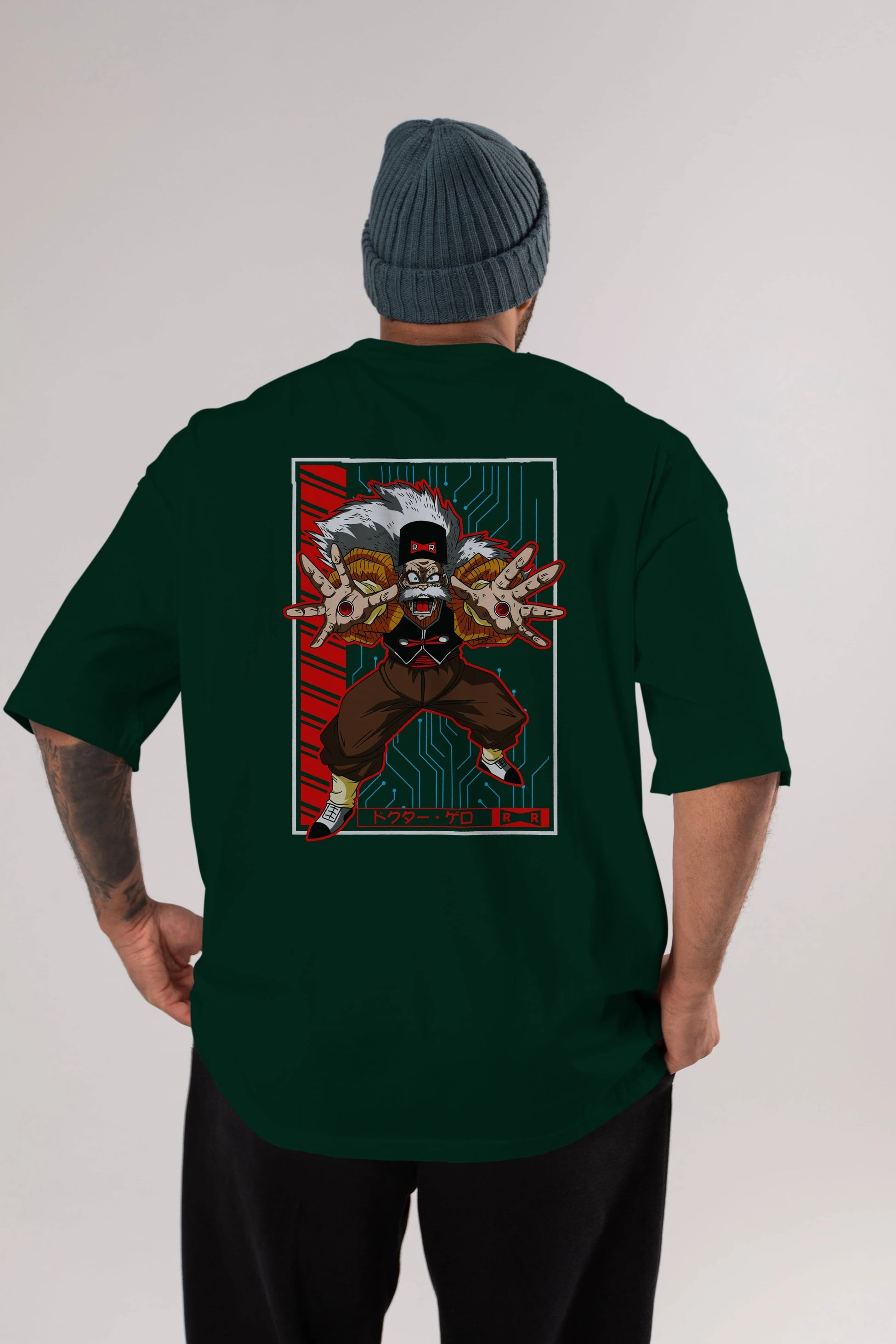 DragonBall DrMakigero Anime Arka Baskılı Oversize t-shirt Erkek Kadın Unisex