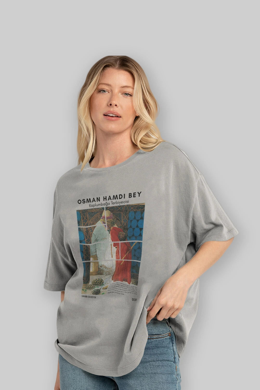 Osman Hamdi Bey ön Baskılı Oversize t-shirt Erkek Kadın Bisiklet Yaka Pamuk tişort
