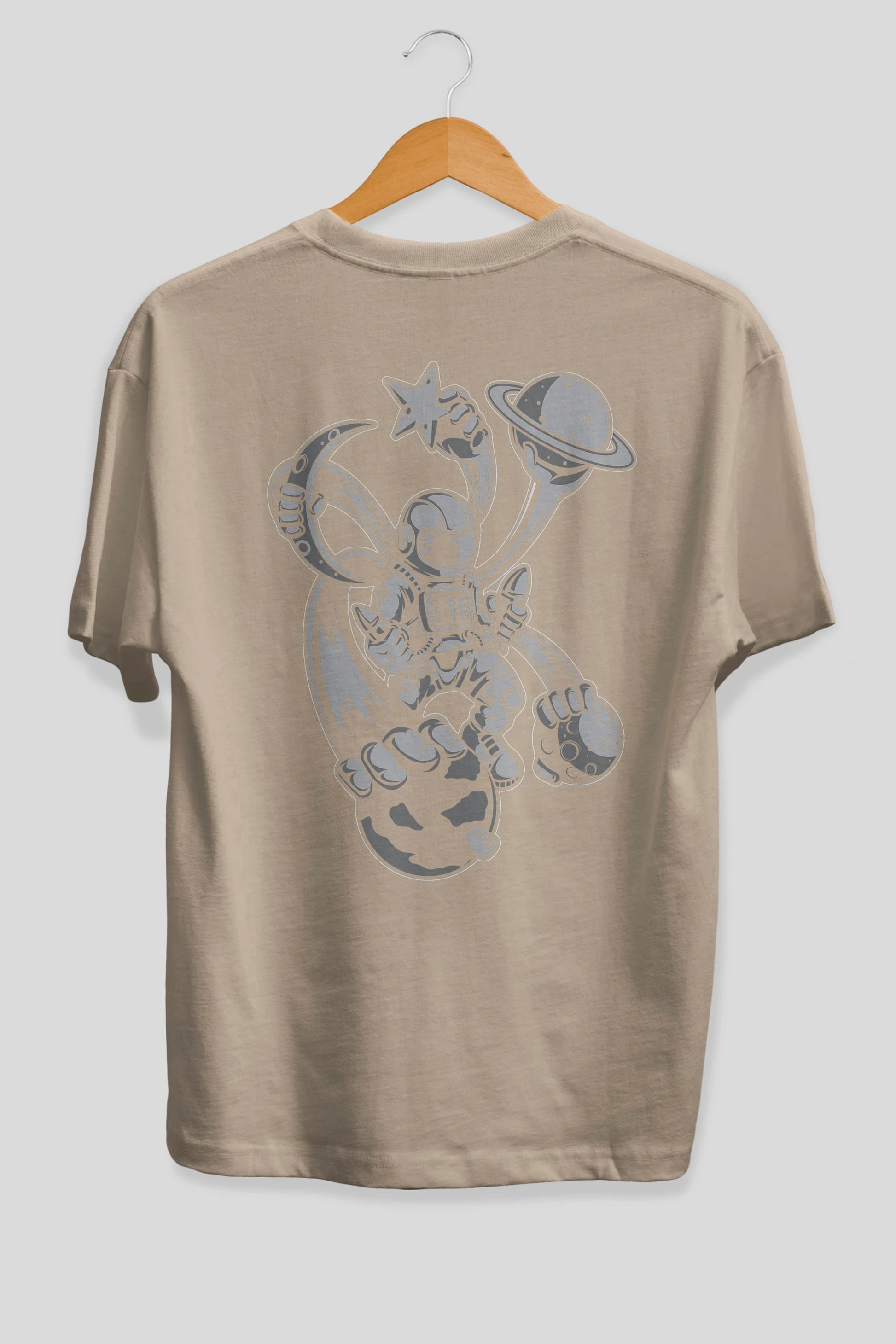 Astronaut Multiple Hands Arka Baskılı Oversize t-shirt Erkek Kadın Unisex