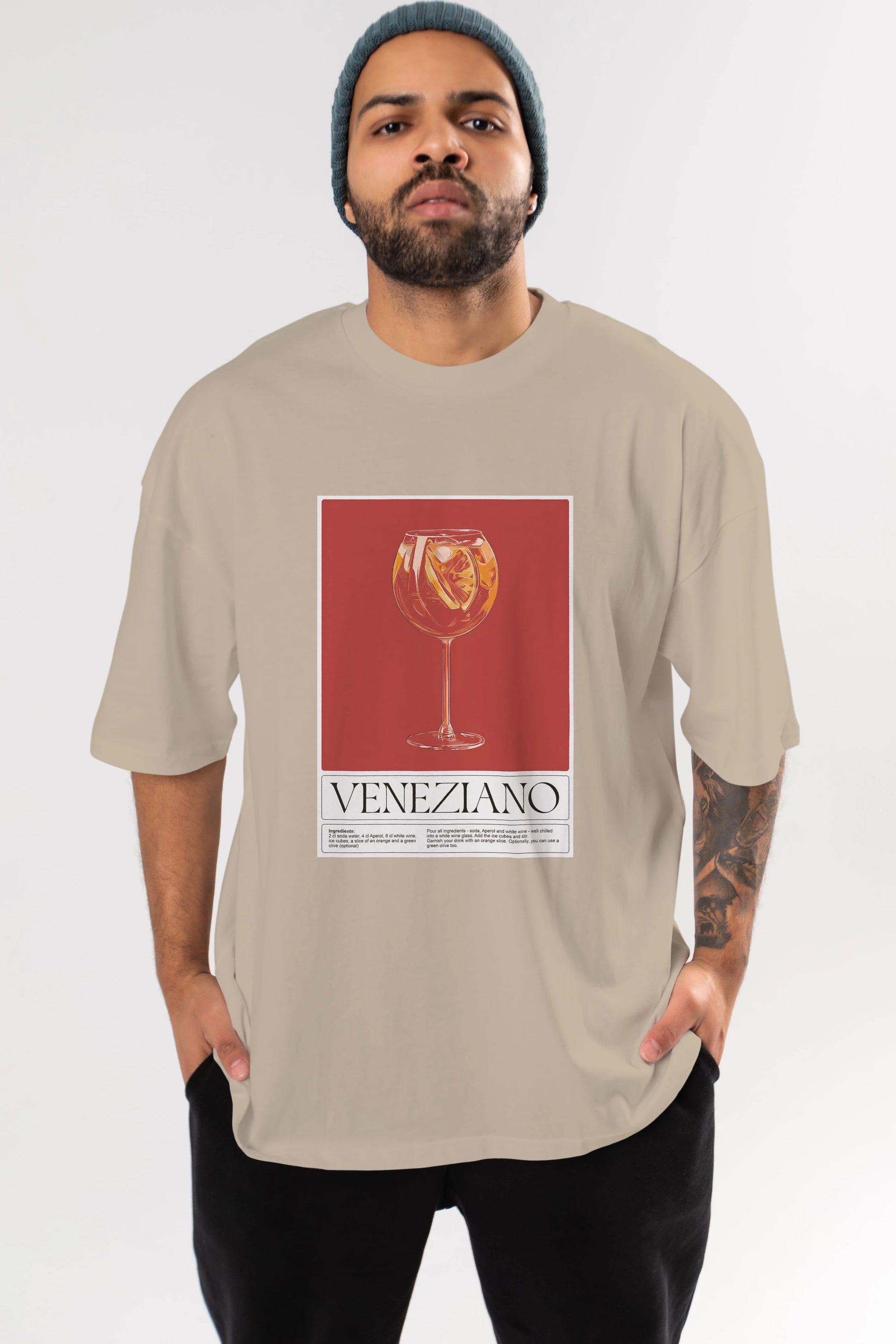Veneziano Ön Baskılı Oversize t-shirt Erkek Kadın Unisex %100 Pamuk Bisiklet Yaka tişort