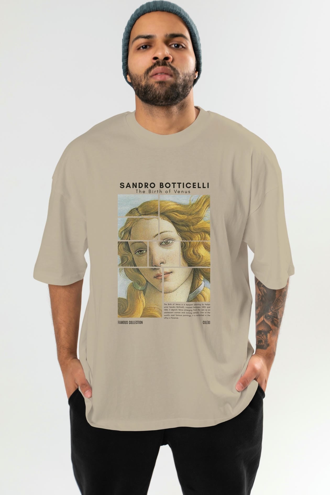 Sandro Botticelli ön Baskılı Oversize t-shirt Erkek Kadın Bisiklet Yaka Pamuk tişort
