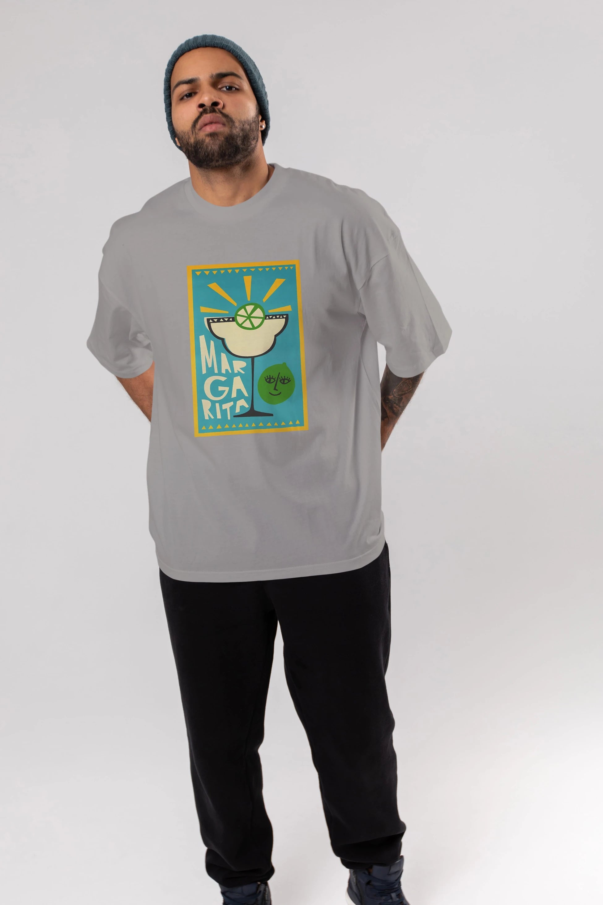 Margarita 4 Ön Baskılı Oversize t-shirt Erkek Kadın Unisex %100 Pamuk Bisiklet Yaka tişort
