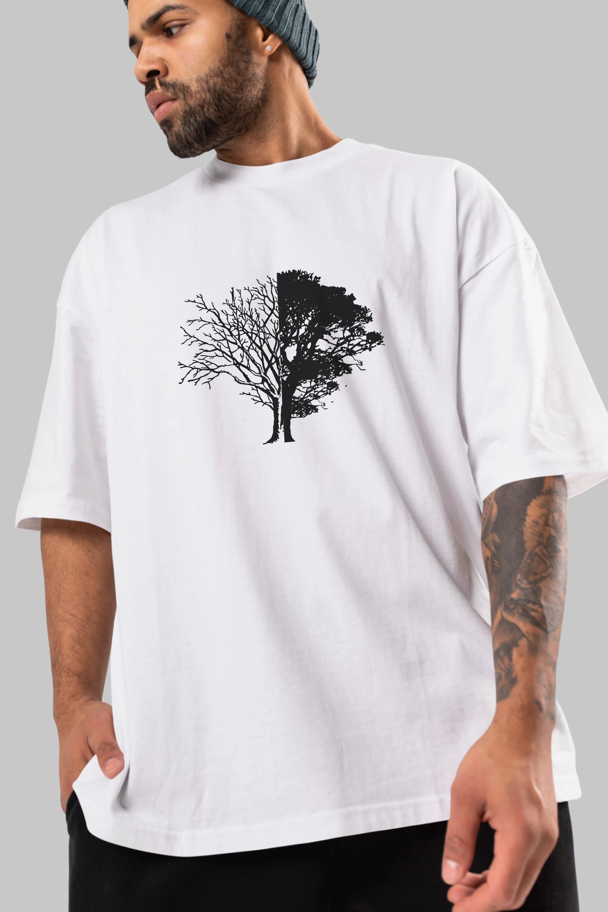 Life And Death Ön Baskılı Oversize t-shirt %100 pamuk Erkek Kadın Unisex