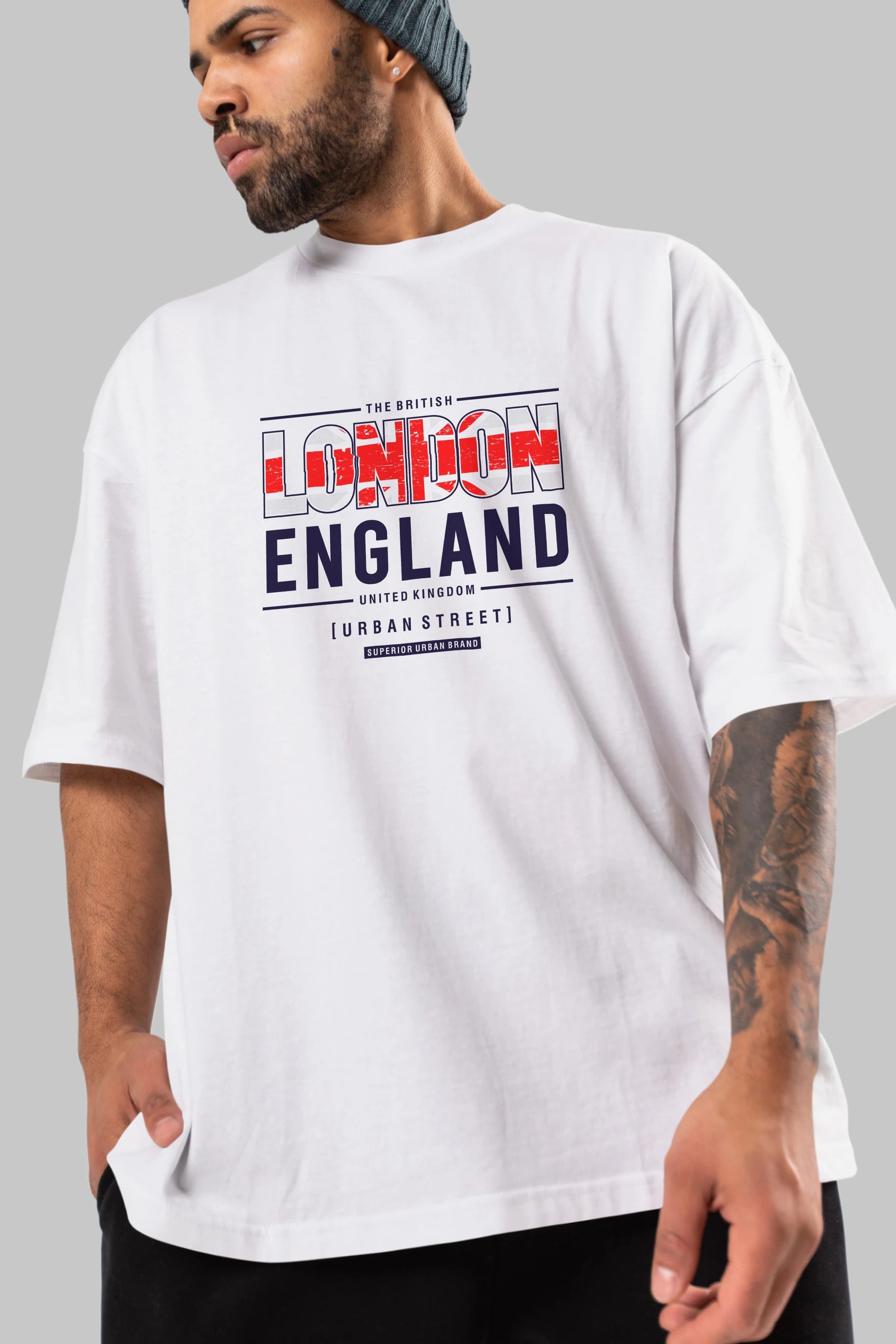 London England 2 Ön Baskılı Oversize t-shirt Erkek Kadın Unisex