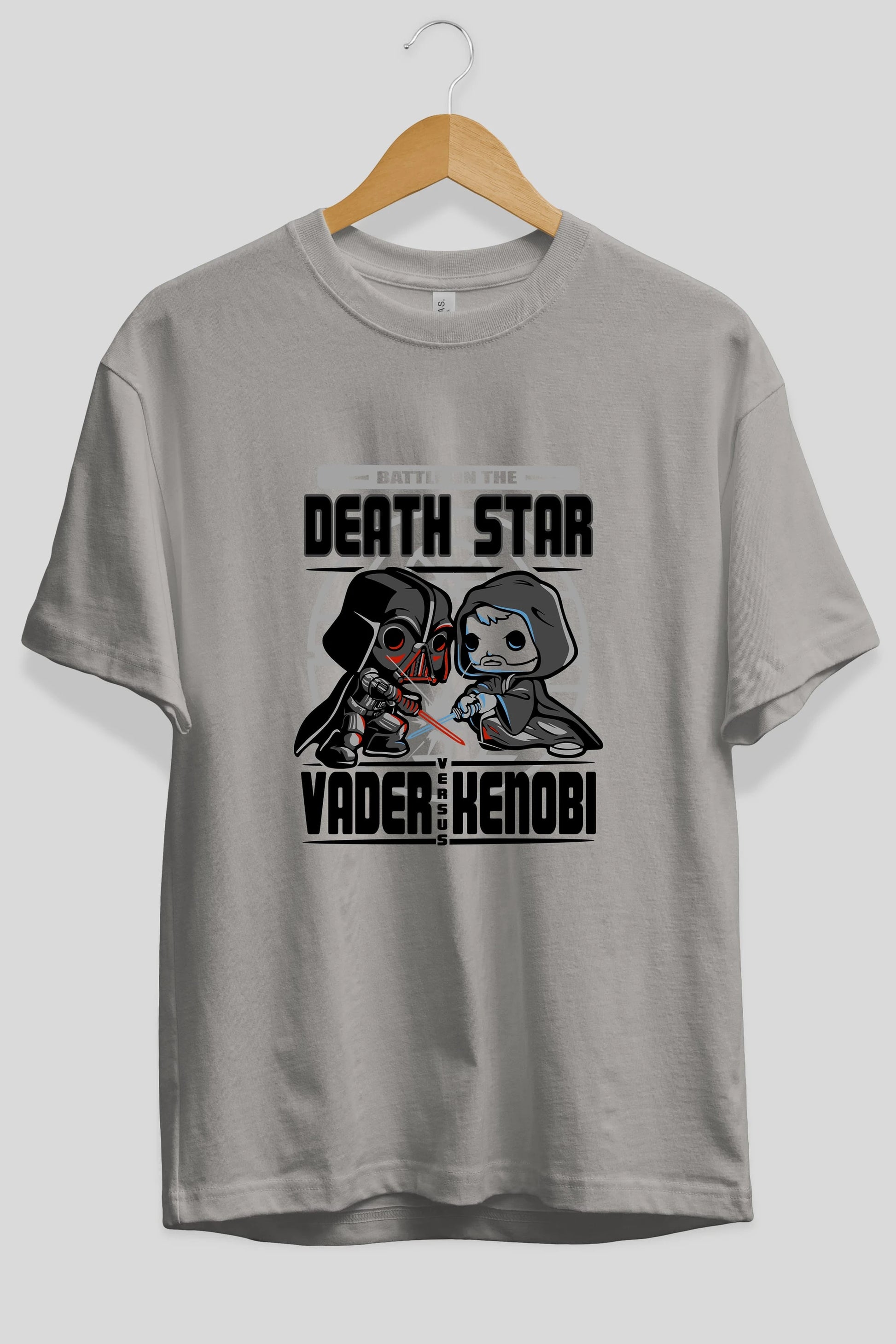 Vader Kenobi Ön Baskılı Oversize t-shirt Erkek Kadın Unisex %100 Pamuk Bisiklet Yaka tişort