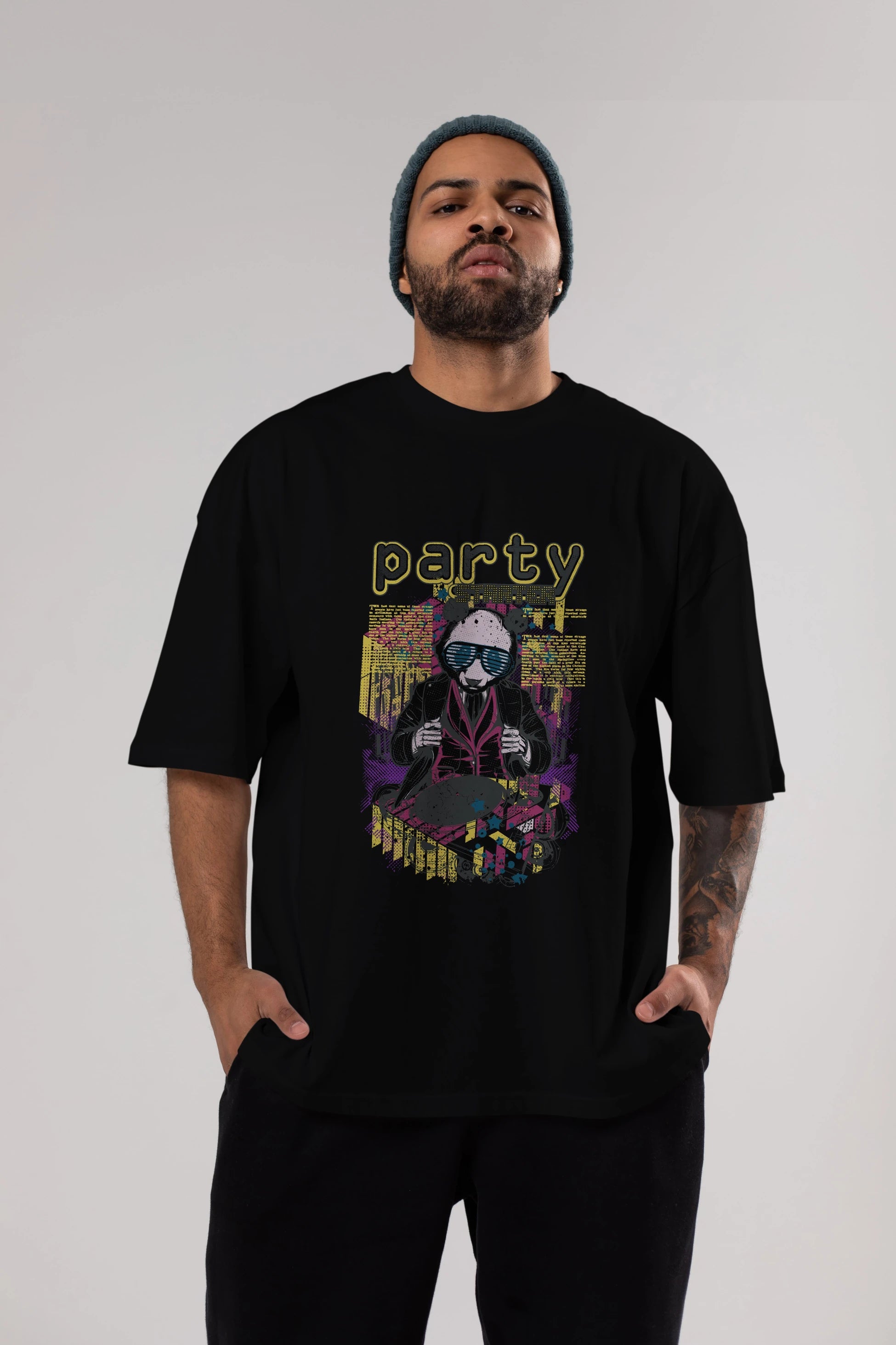 Party Starter Ön Baskılı Oversize t-shirt Erkek Kadın Unisex