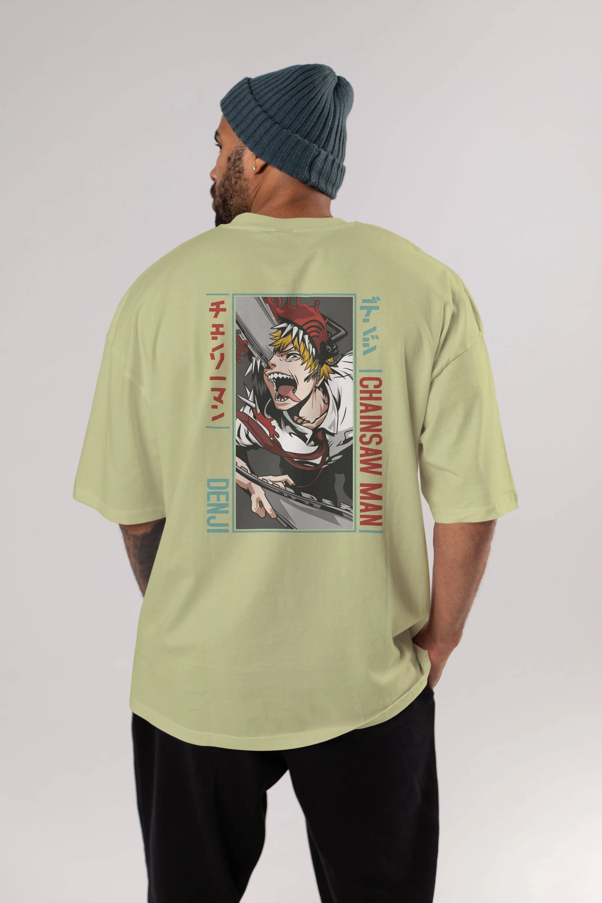 Denji Chainsaw Man Anime Arka Baskılı Oversize t-shirt Erkek Kadın Unisex