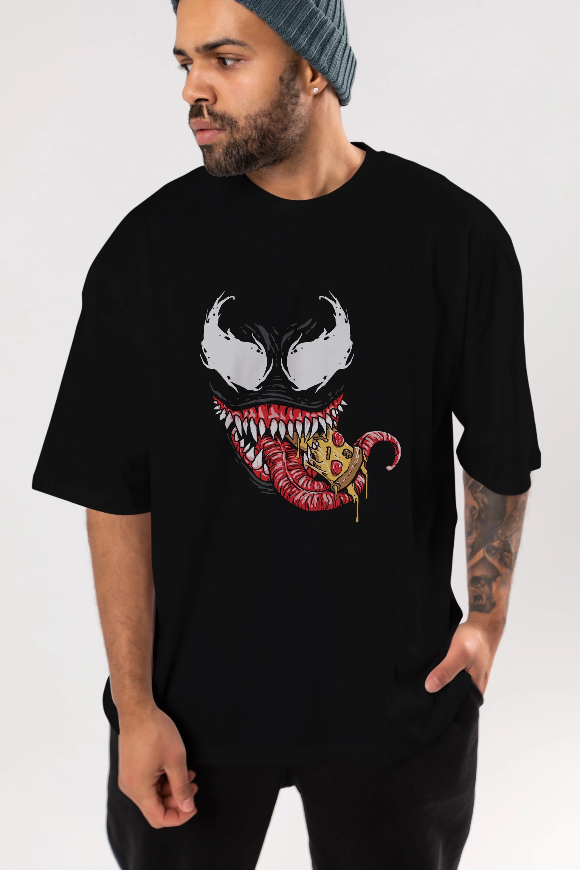 Venom (1) Ön Baskılı Oversize t-shirt Erkek Kadın Unisex %100 Pamuk Bisiklet Yaka tişort