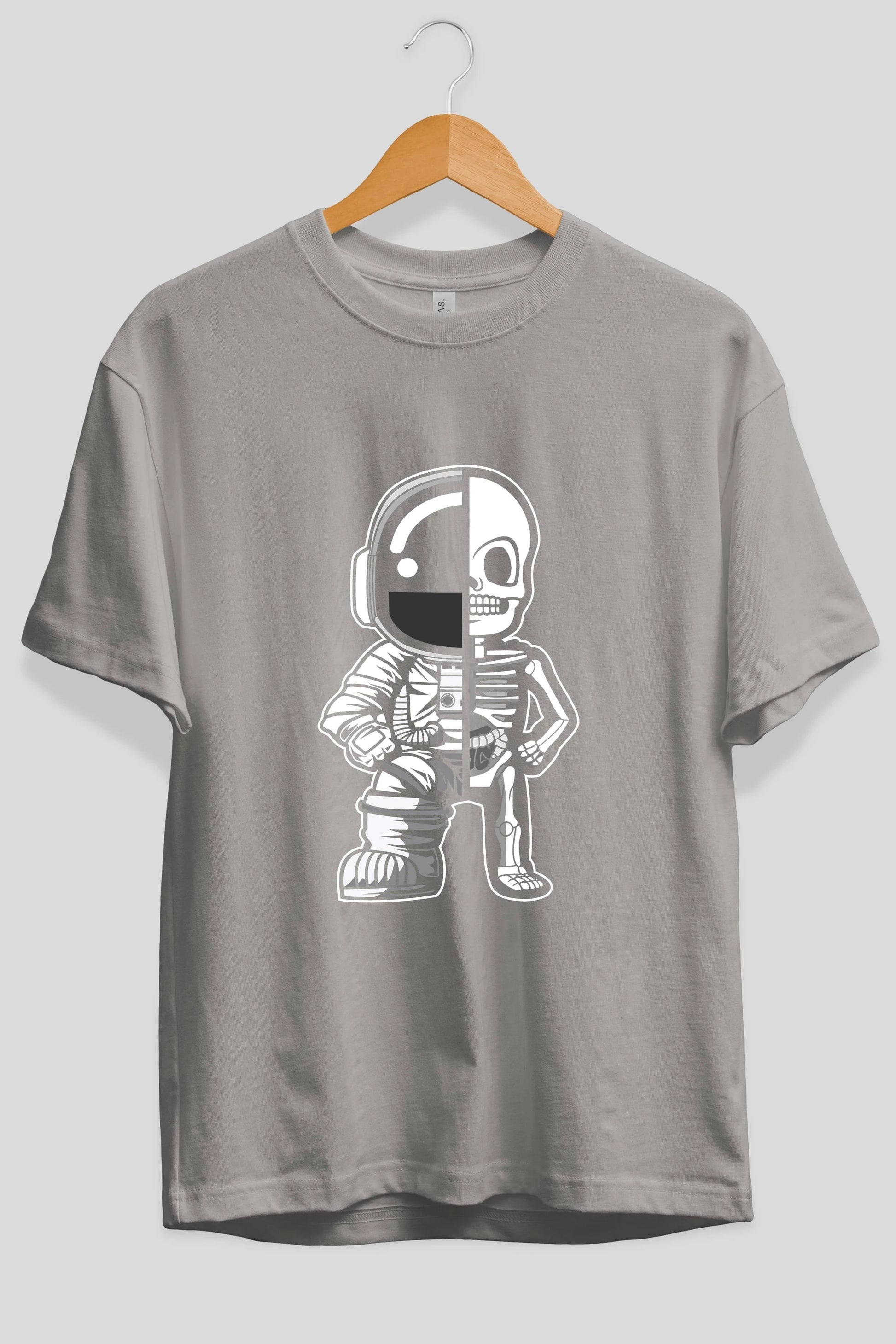 Astronaut Half Skeleton Ön Baskılı Oversize t-shirt Erkek Kadın Unisex