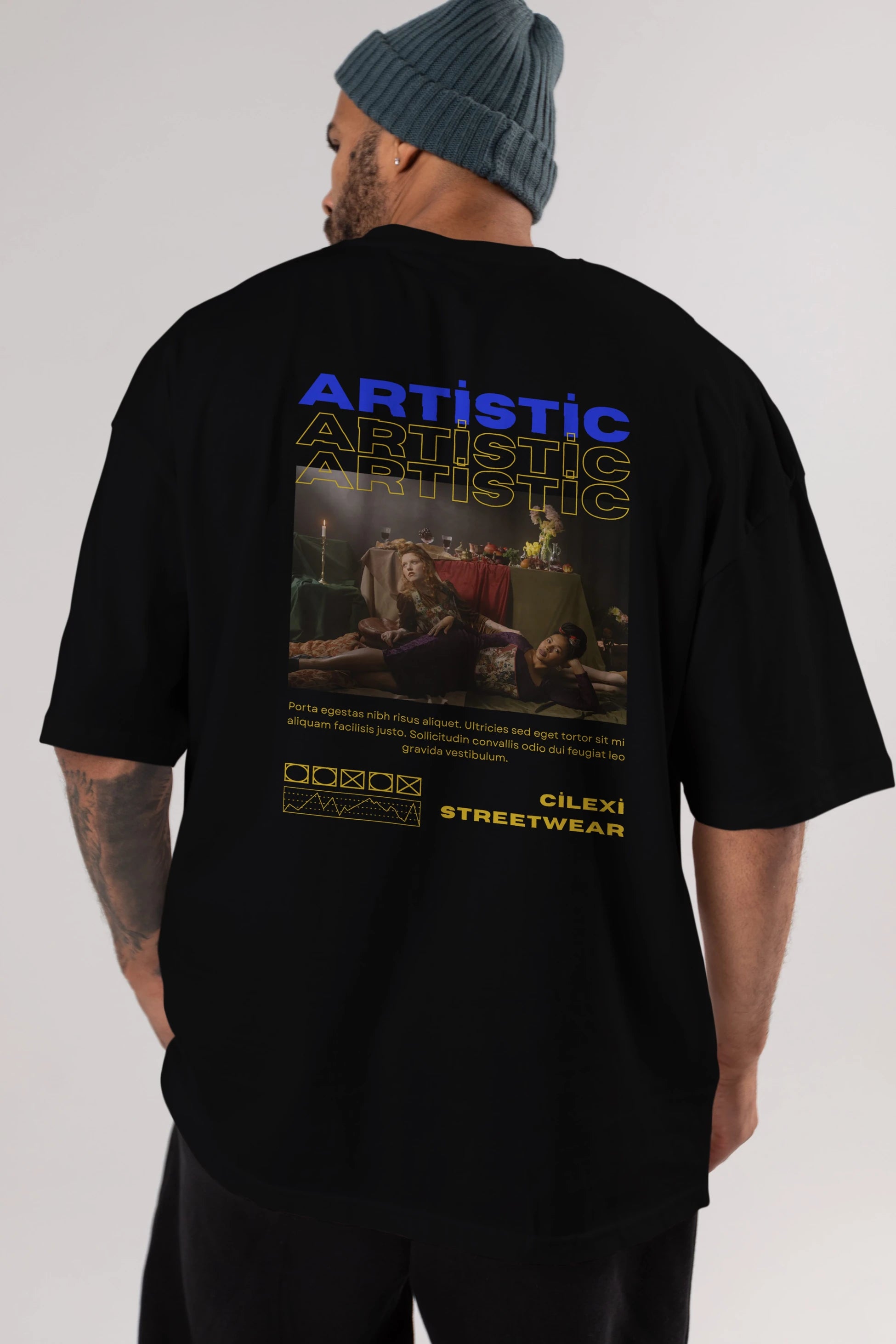 Artistic Yazılı Streetwear Arka Baskılı Oversize t-shirt Erkek Kadın Unisex