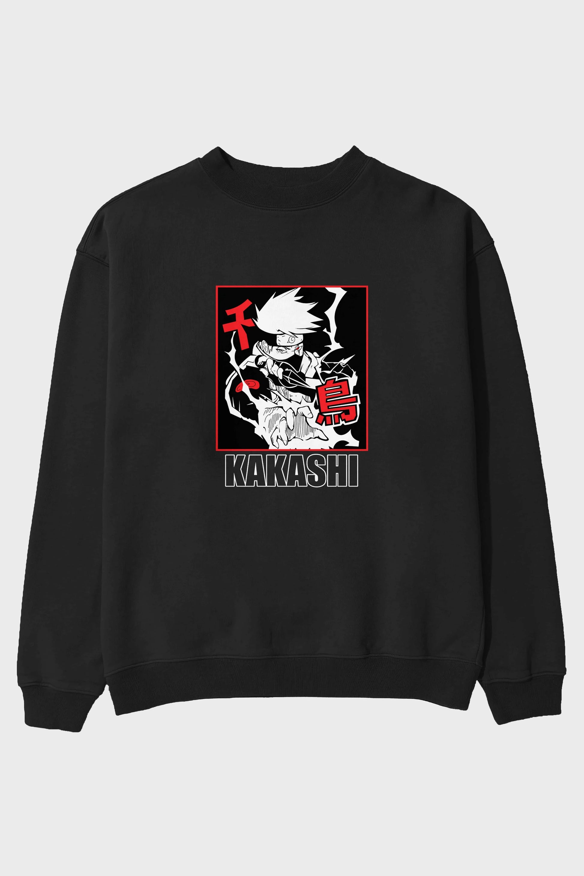 KAKASHI HATAKE NARUTO Anime Ön Baskılı Oversize Sweatshirt Erkek Kadın Unisex