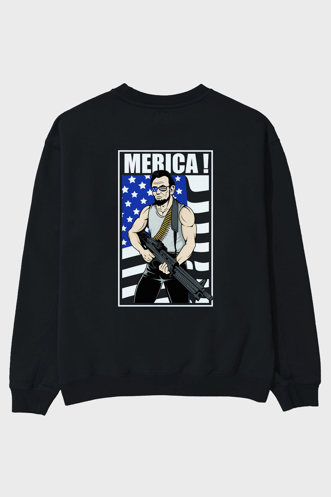 Lincoln Rambo Arka Baskılı Oversize Sweatshirt Erkek Kadın Unisex