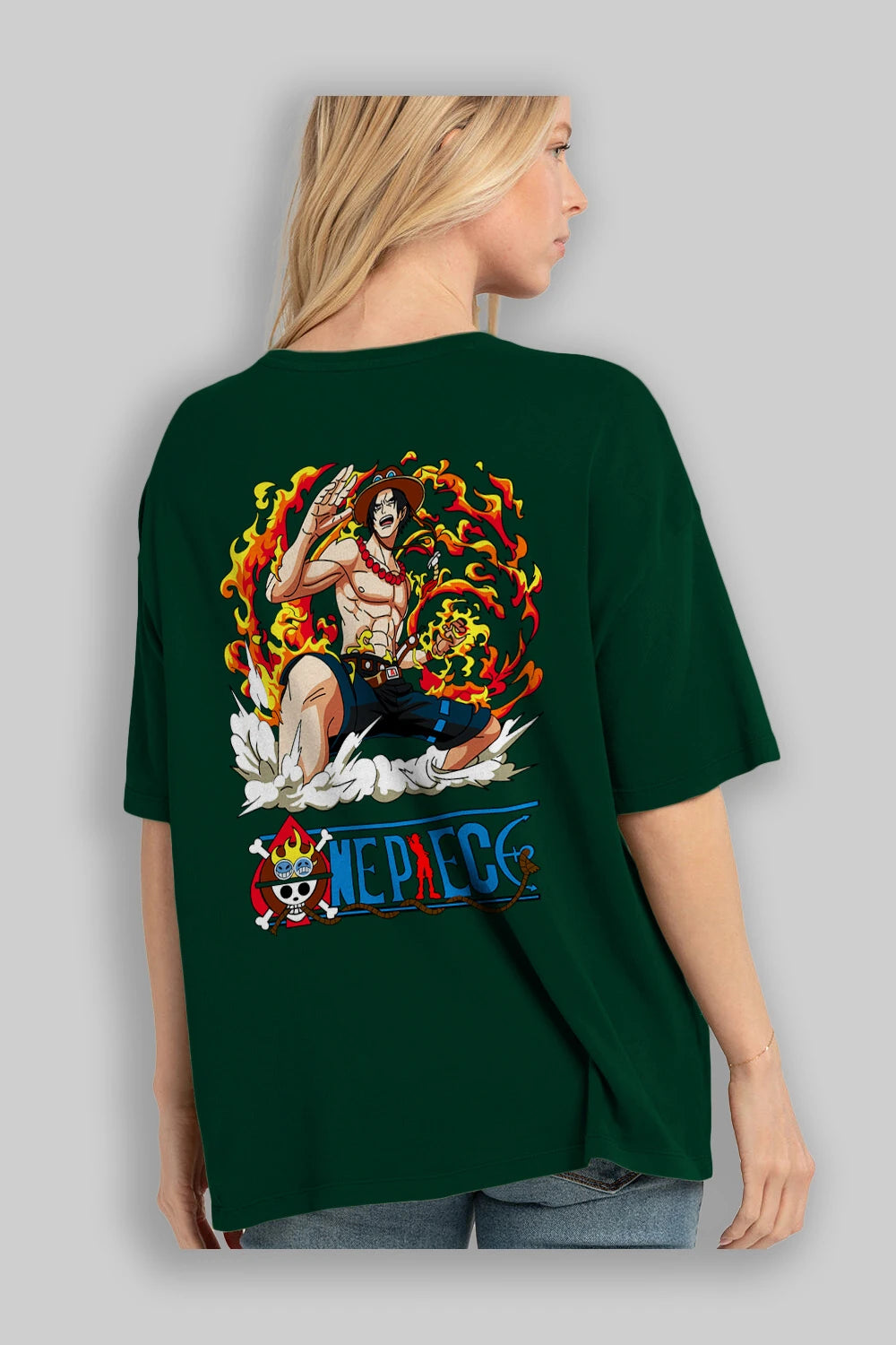 One Piece Anime Arka Baskılı Oversize t-shirt Erkek Kadın Unisex %100 pamuk tişort