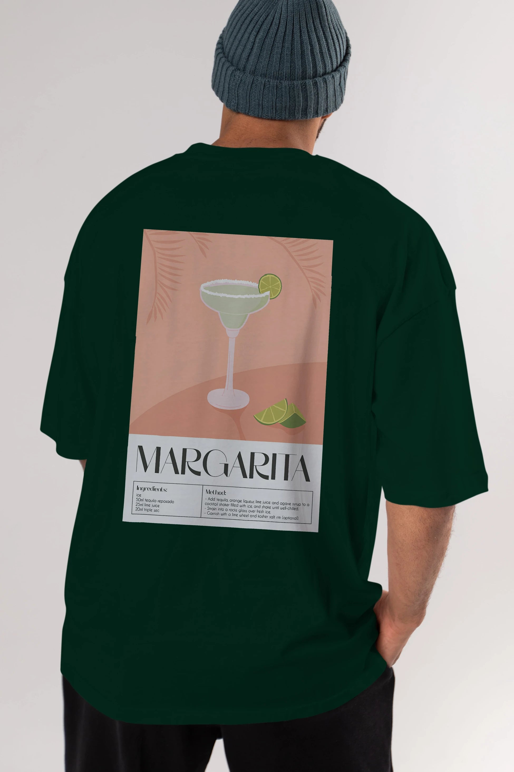 Margarita 5 Arka Baskılı Oversize t-shirt Erkek Kadın Unisex %100 Pamuk Bisiklet Yaka tişort