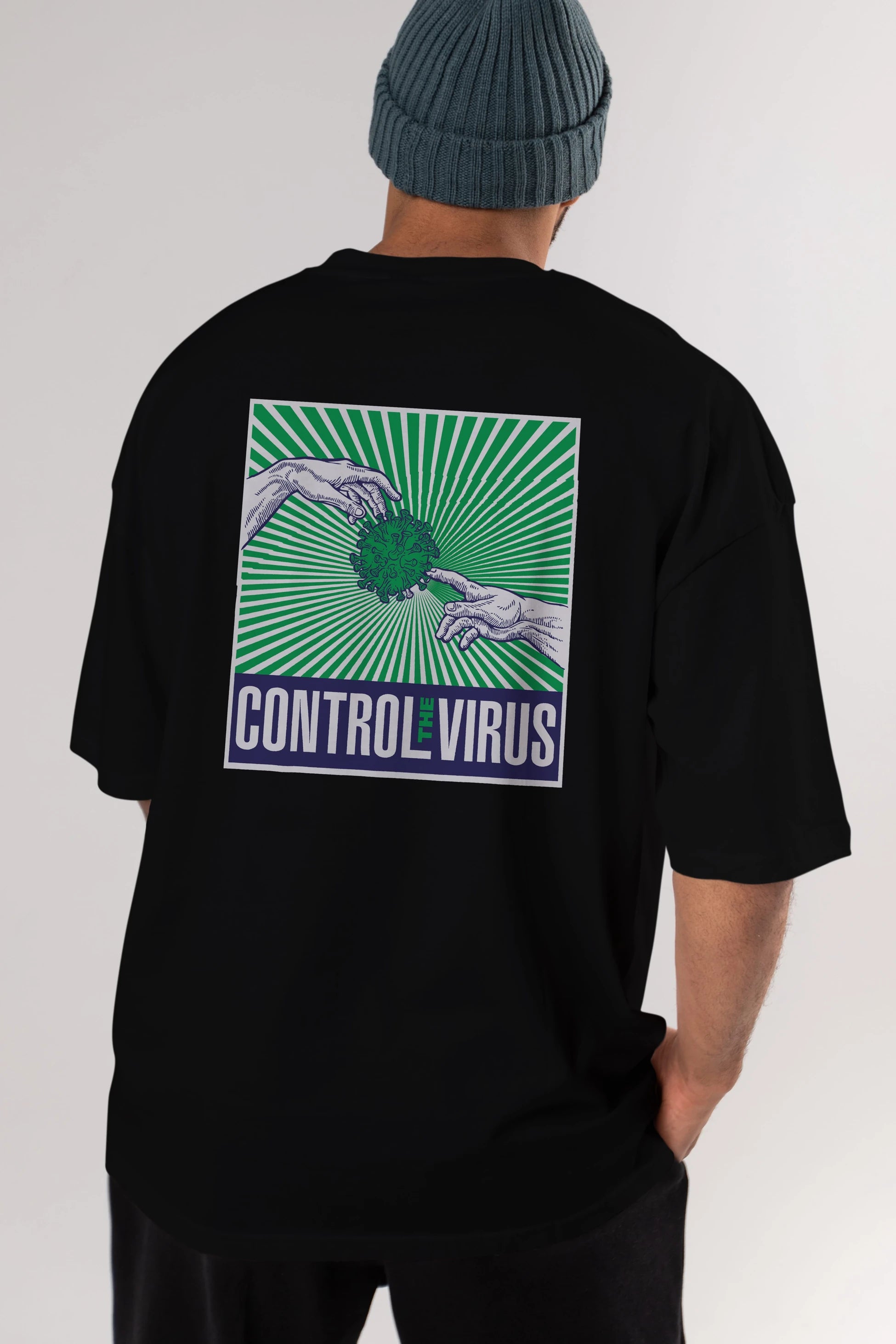 Control The Virus Arka Baskılı Oversize t-shirt Erkek Kadın Unisex