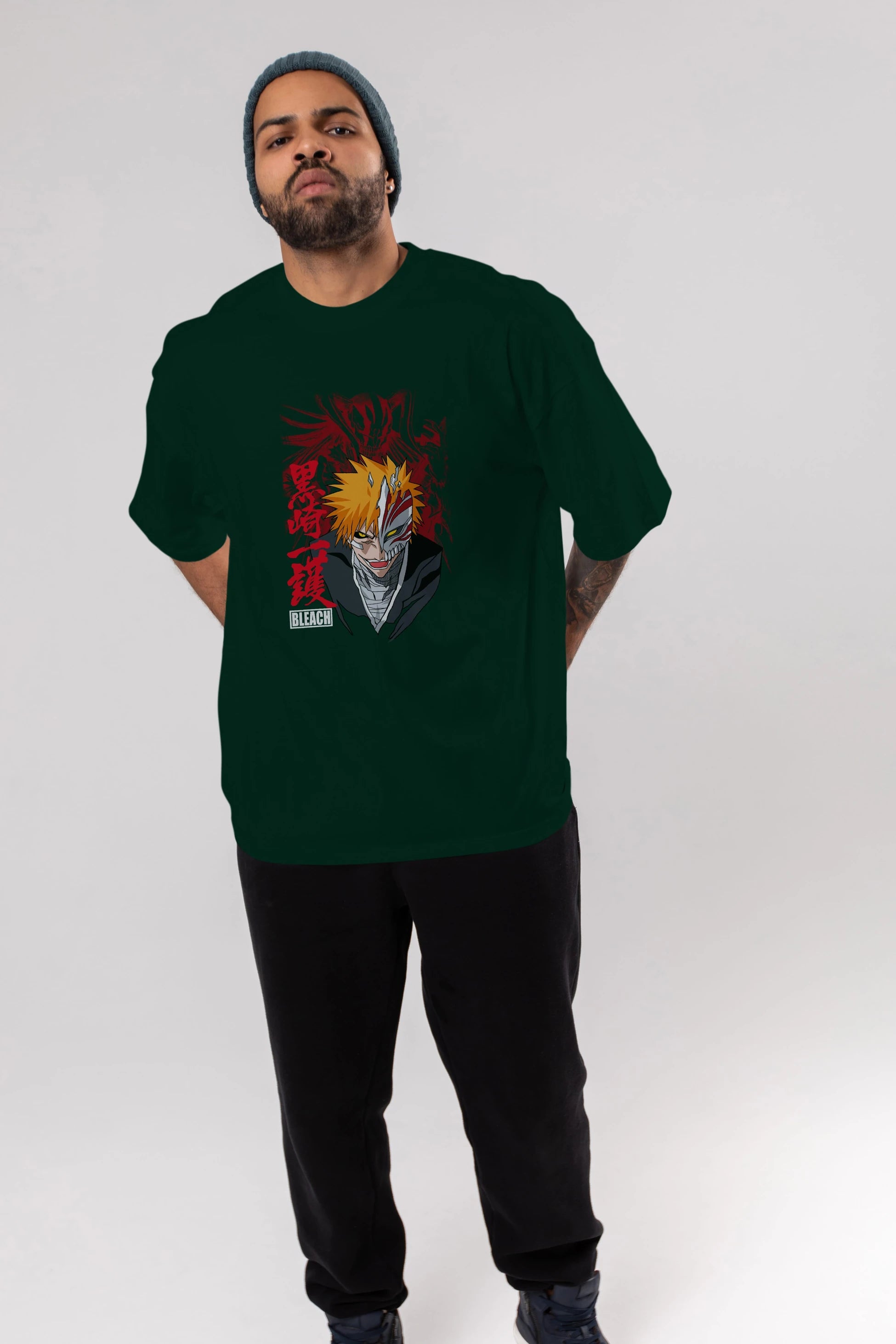 ICHIGO KUROSAKI VIZARD Anime Ön Baskılı Oversize t-shirt %100 pamuk Erkek Kadın Unisex
